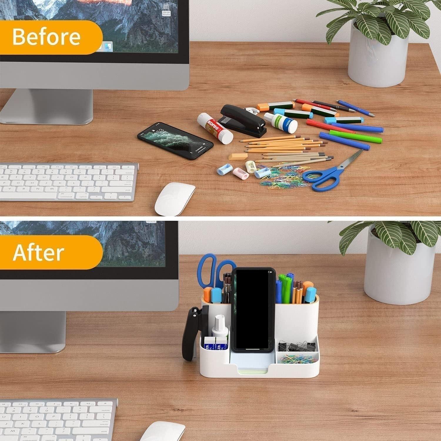 Organizzatore Scrivania Portaoggetti da Scrivania Tavolo Studio Multifunzionale Accessori per L'home Office Ufficio