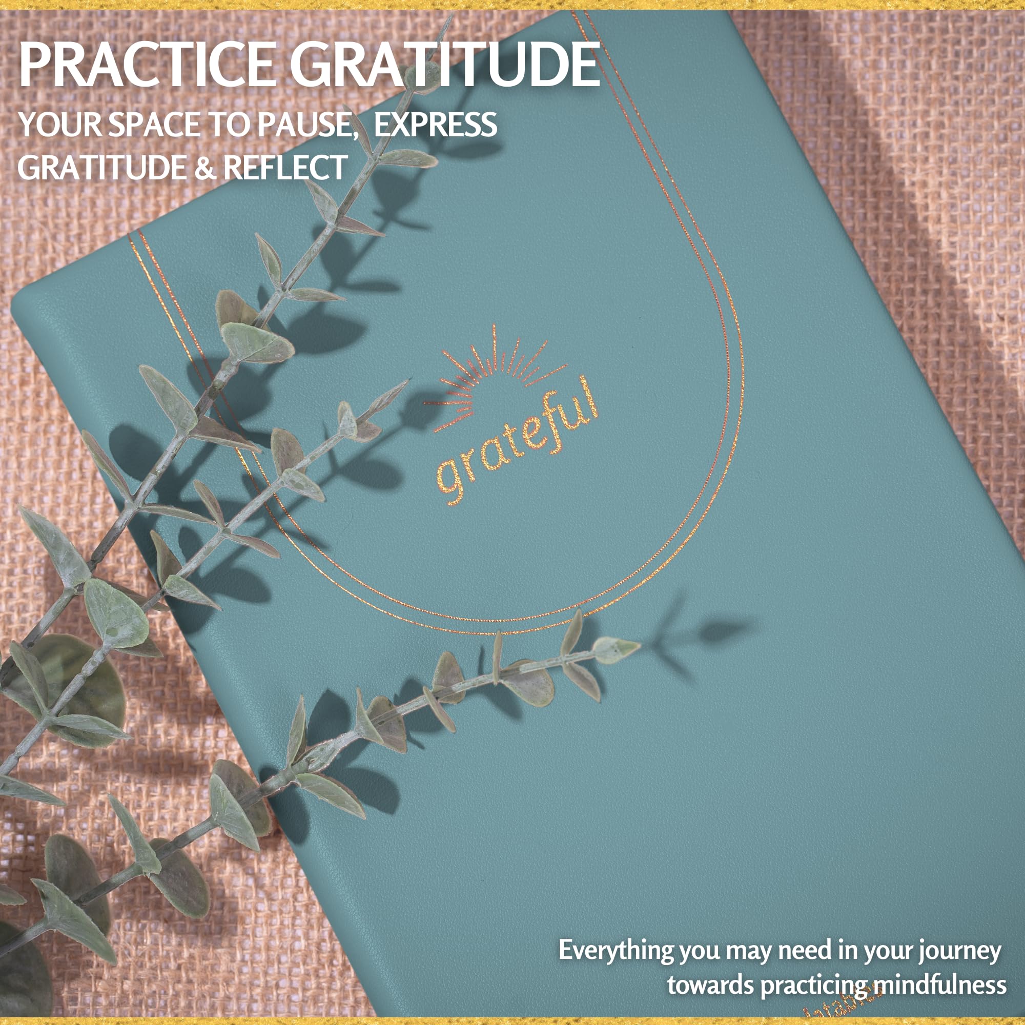 Gratitude Journal Daily Mindfulness & Self-Care Notebook with Premium Leather Cover, Guided Prompts, 170gsm Paper, Gold Foiling, Satin Ribbon & Luxury Gift Box for Women & Men (Teal Blue) - Image 3