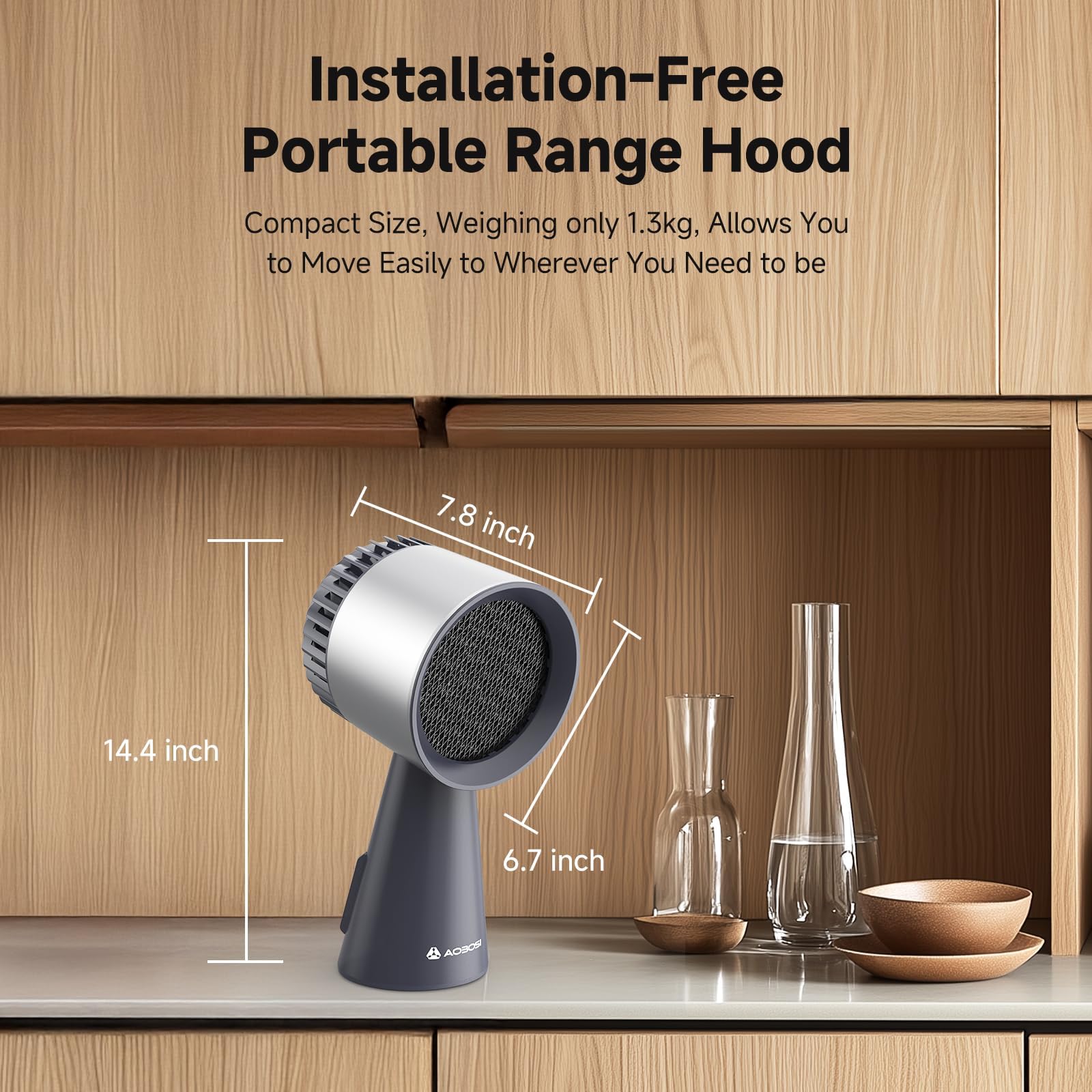 AAOBOSI Portable Range Hood,Desktop Range Hood with Larger Caliber,3 Speed Kitchen Exhaust Fan, Low Noise,Oil Collection Cup,10xAir&Oil Filters,Portable Kitchen Hood for Indoor&Outdoor,RV — view 6