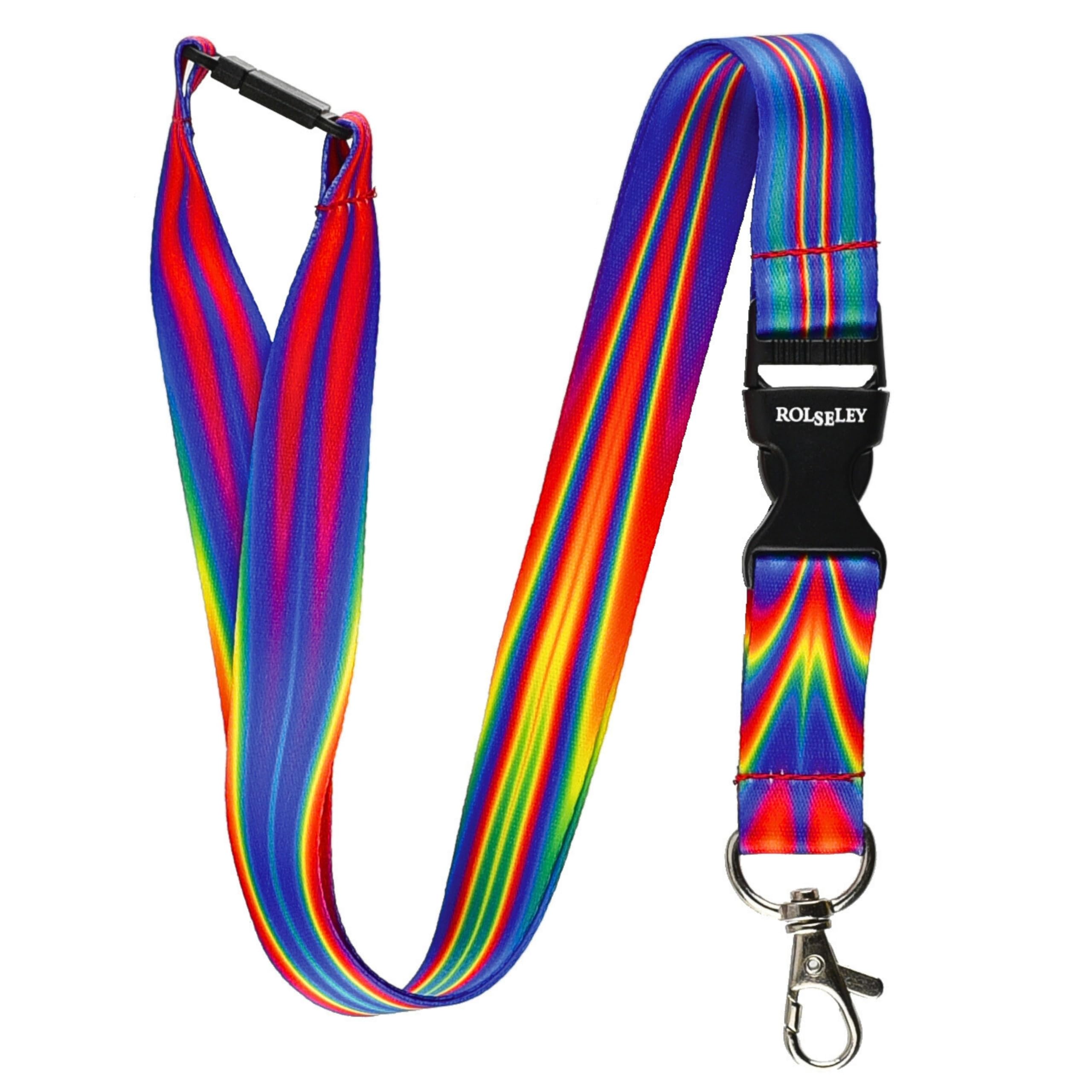 ROLSELEY Lanyard Neck Strap RAINBOW STREAM ABSTRACT Pattern With Metal Lobster Claw Clip And Safety Breakaway for ID and Passes for Everyday Use at Office, School, Events