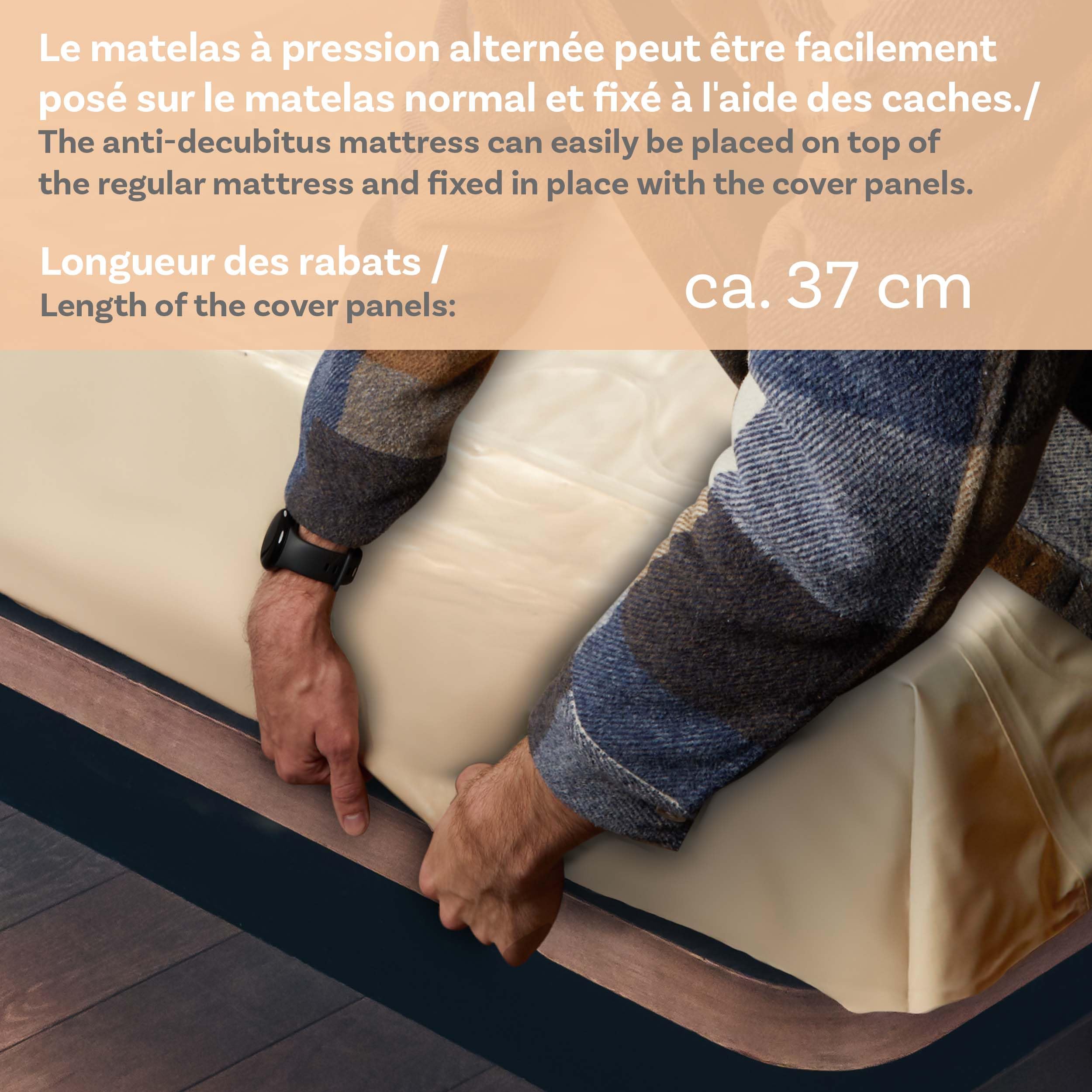 Pulox ADM-130 Matelas Anti-escarres - Surmatelas à Pression alternée avec Pompe - Silencieux et supportant jusqu'à 130 kg - Beige