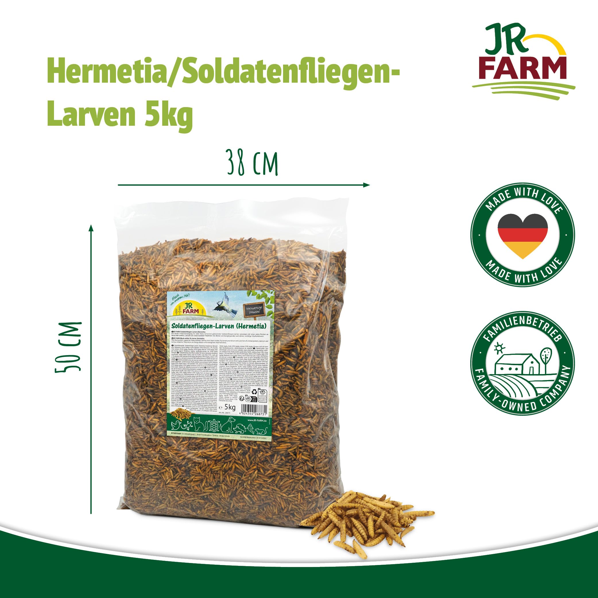 JR Farm Garden Hermetia/Larvas de Mosca de Soldado 5 kg