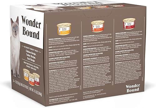 Miniatura 2 de Marca Tienda  Wonder Bound Alimento húmedo para gatos, salsa, paquete variado (pavo, pollo, carne de res), 3 onzas (paquete de 24)