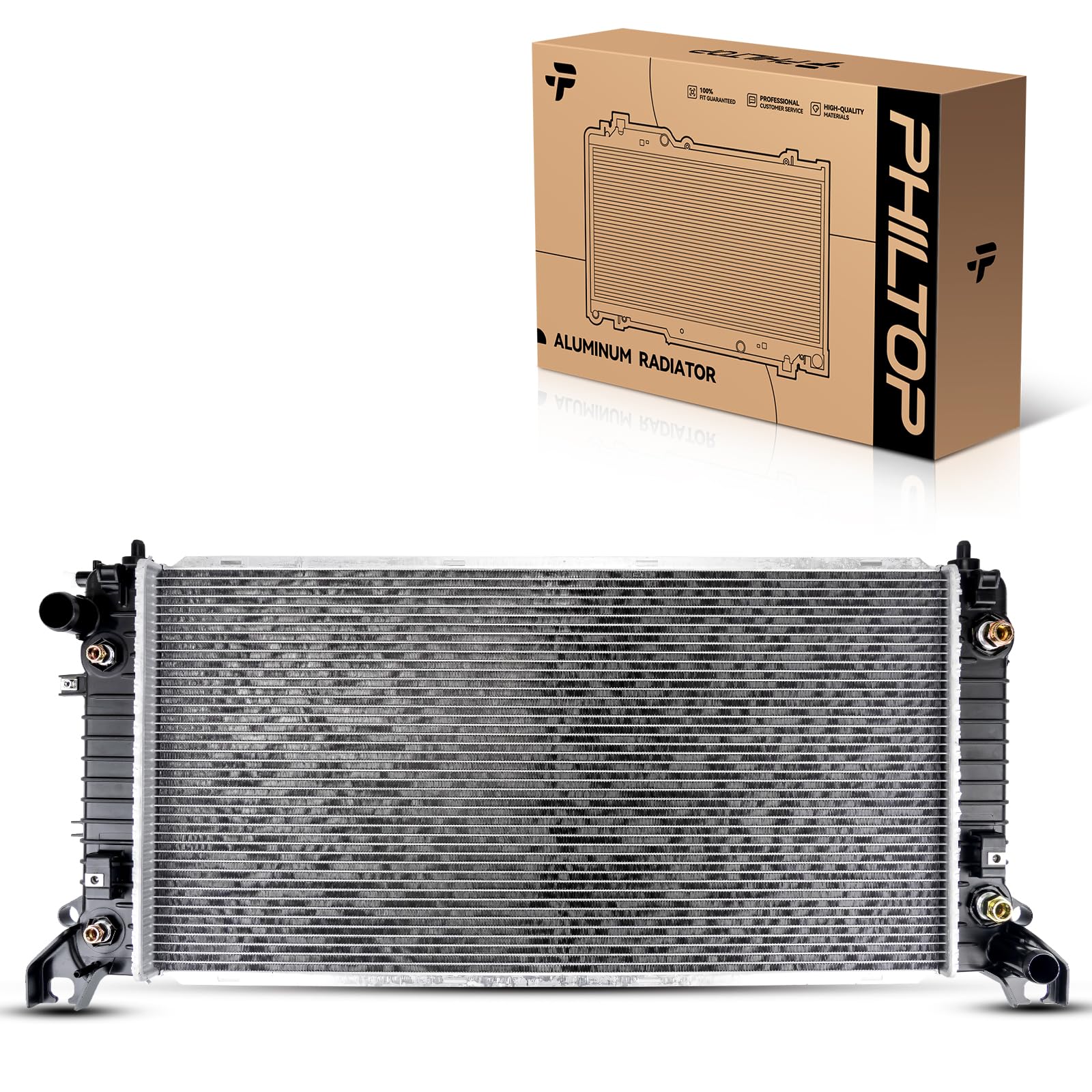 Philtop Cu13398 Car Radiators For Silverado 1500 5.3l, 2014-2015 Sierra 1500 5.3l, 2015 Tahoe, 2015 Suburban, 2015 Yukon Xl, 2015 Yukon 5.3l, 2015 Yukon 6.2l, 2015 Escalade 6.2l With Toc And Eoc