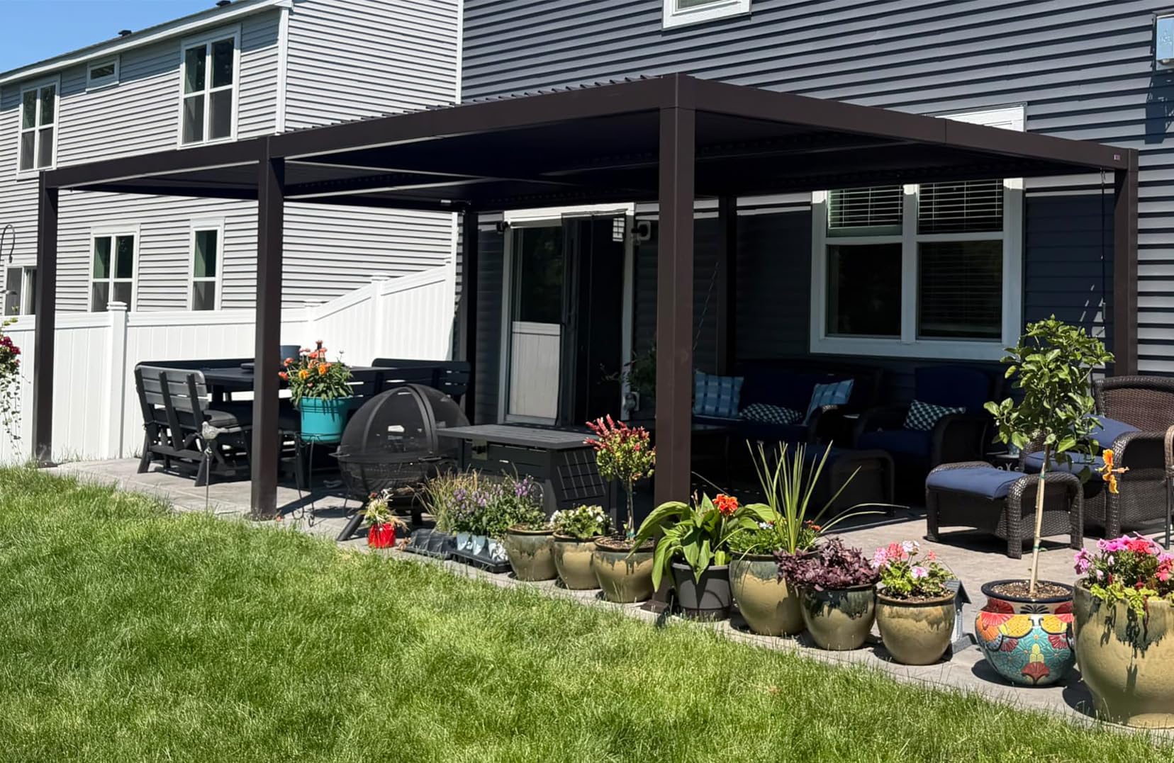 PURPLE LEAF Patio Louvered Pergola 13' x 25' Outdoor Hardtop Canopy Bronze