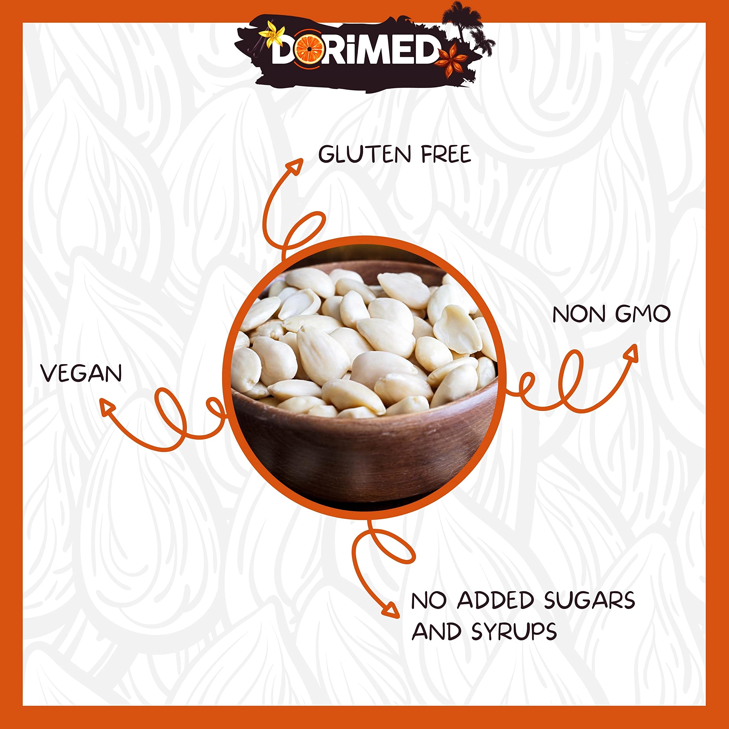 Almendras Crudas Sin Piel | 1 Kg de Fruto Seco de Origen 100% Natural | Enteras, Peladas y Sin Sal | Saludables, Nutritivas y No Transgénicas | Para Dietas Veganas y Vegetarianas | Dorimed