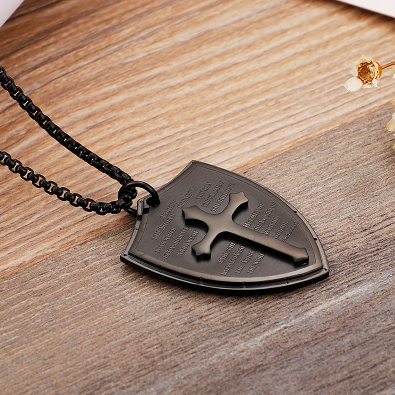 To My Son Necklace Stainless Steel Cross Shield Pendant Necklace for Men Christian Religious Jewelry Inspirational Birthday Gifts for Son - Image 5