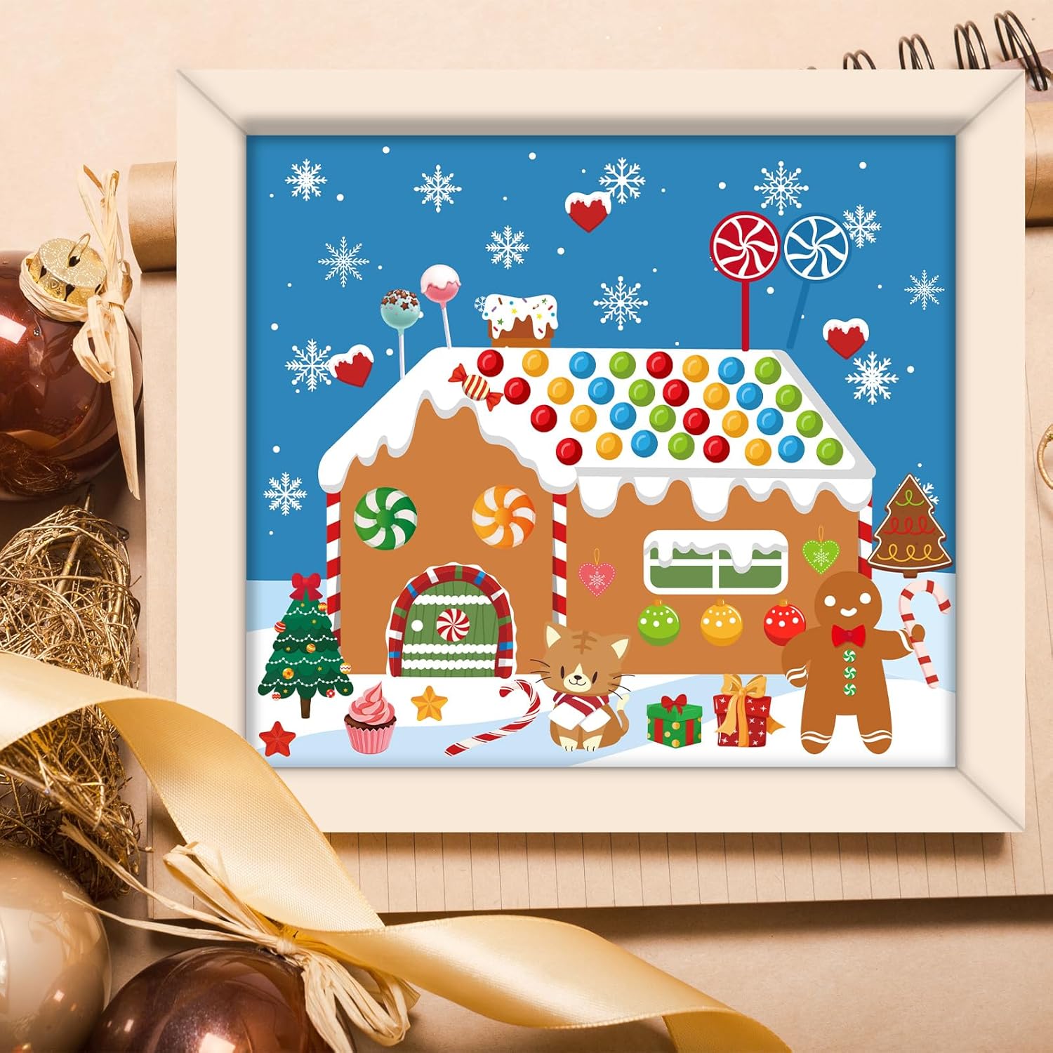 XZENTIRA 32 Sheets Christmas DIY Gingerbread Stickers Make a Gingerbread House DIY Craft Stickers for Christmas Party Decorations Favors Holiday Party Game Supplies - Image 6