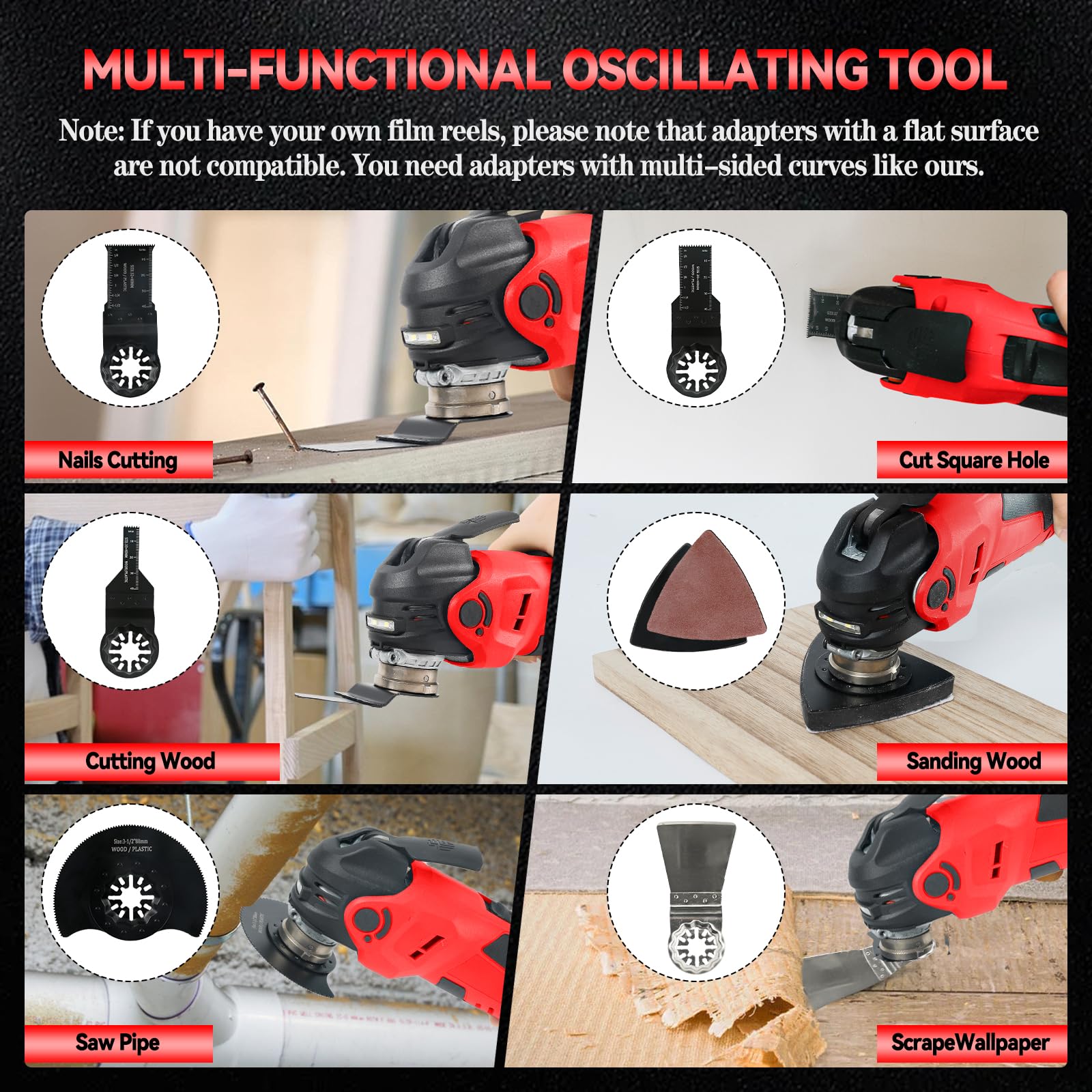 Utensili oscillanti multifunzione per batteria Milwaukee 18 V, strumento oscillante senza spazzole con accessori da 22 pezzi, 5 velocità variabili, angolo di oscillazione 4° (senza batteria)