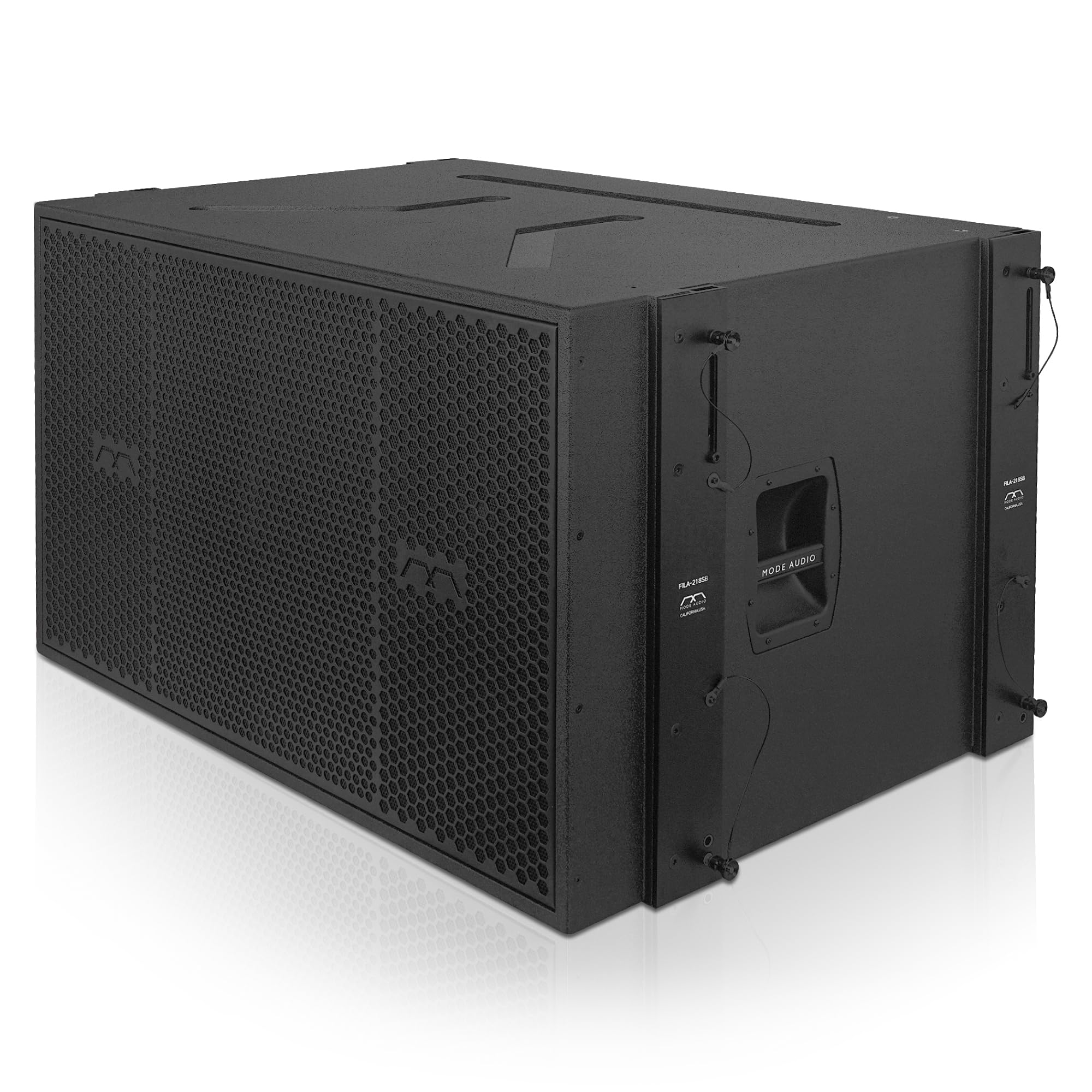 Sound Town Mode Audio Series 2x18 6400 Watts High Power Line Array Subwoofer with Built-in Italian Neodymium LF Drivers, Birch Plywood, Black (FILA-218SB)