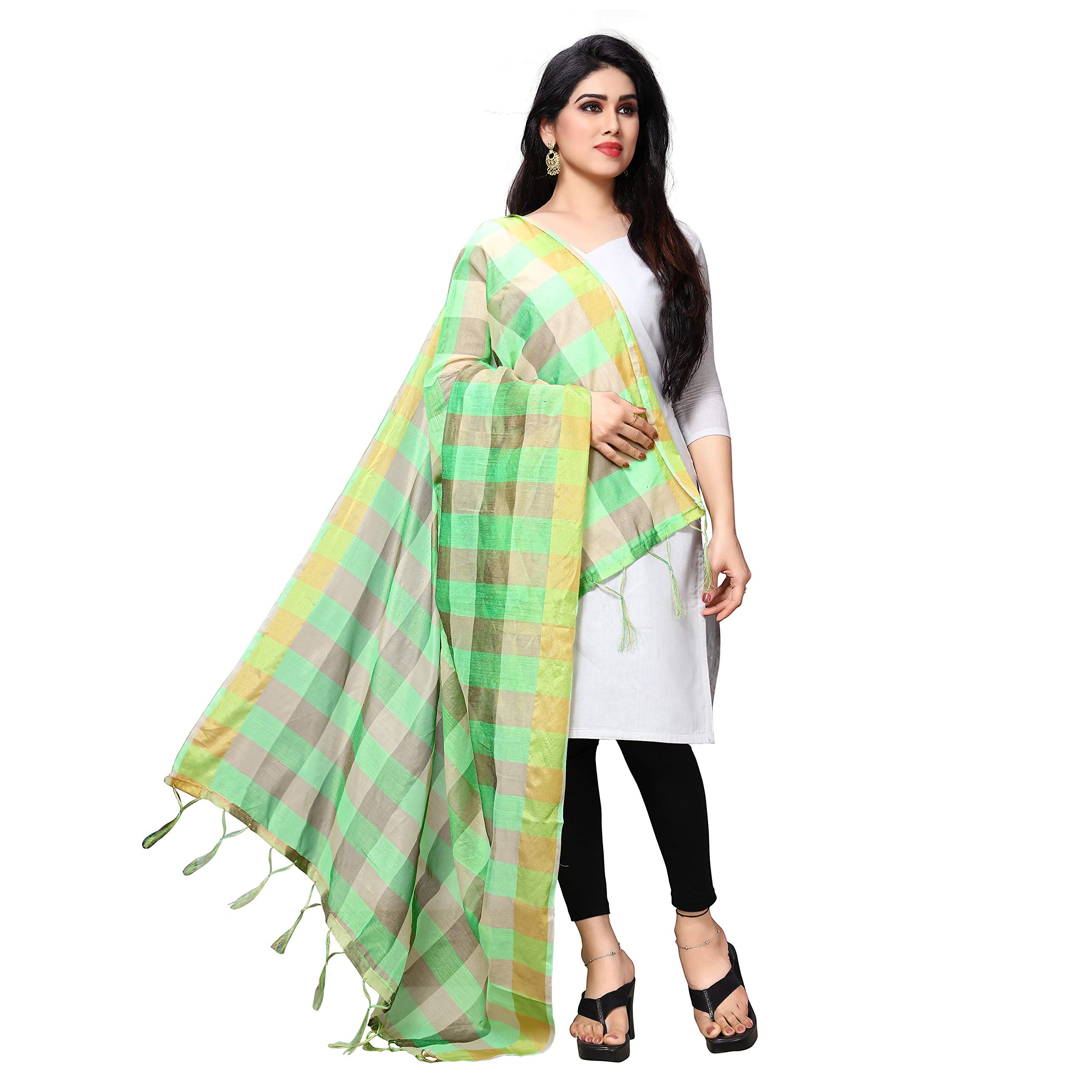 Sidhidata Textile Women's Cotton Silk Dupatta With Jhalar/tassels