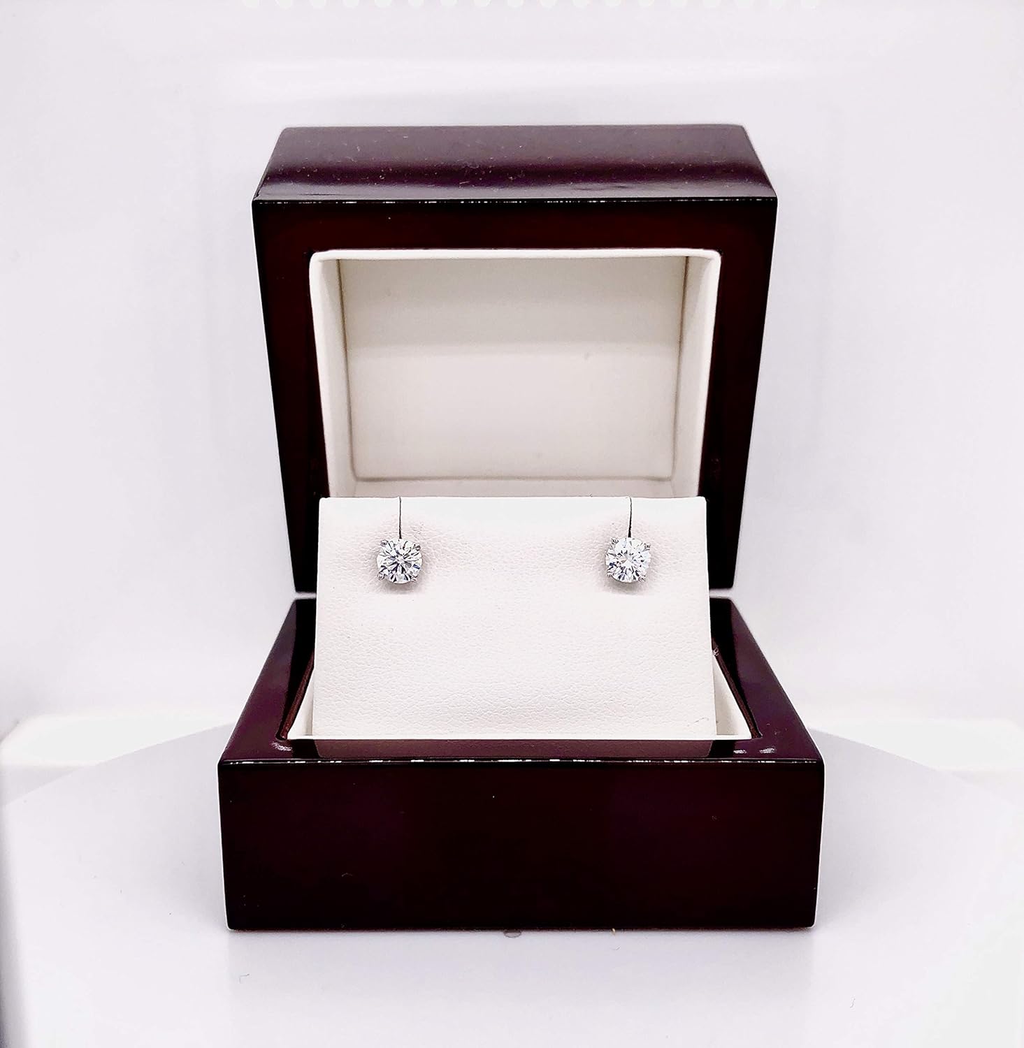 1/2 to 7 Carat Moissanite Round Stud Earrings in 14k Gold (J-K, TGW) 4-Prong Basket Push Back by Diamond Wish