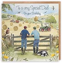 Hunts England - Dad Farmers Birthday Card - 'Haymaking' - Farmers And Tractors - Milo's Gallery Collection - Farming Birthday Card For Dad - For Men/Him