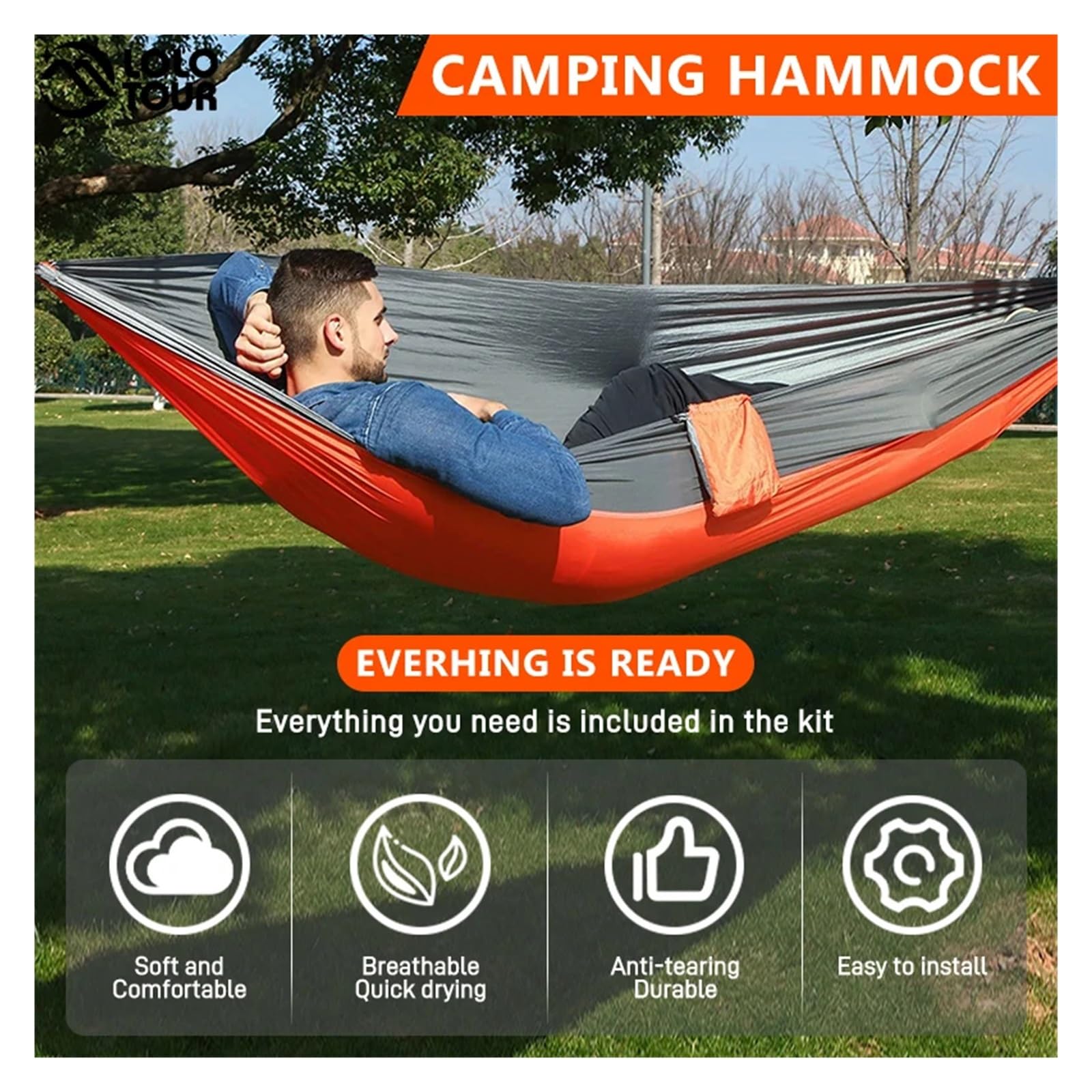 Hamac D‘ExtéRieur 220x100cm Parachute Hamac 1 Personne Portable Survie Nylon Hamac for Voyage Camping randonnée Aventure Plage Vacances 214 (Color : 9)
