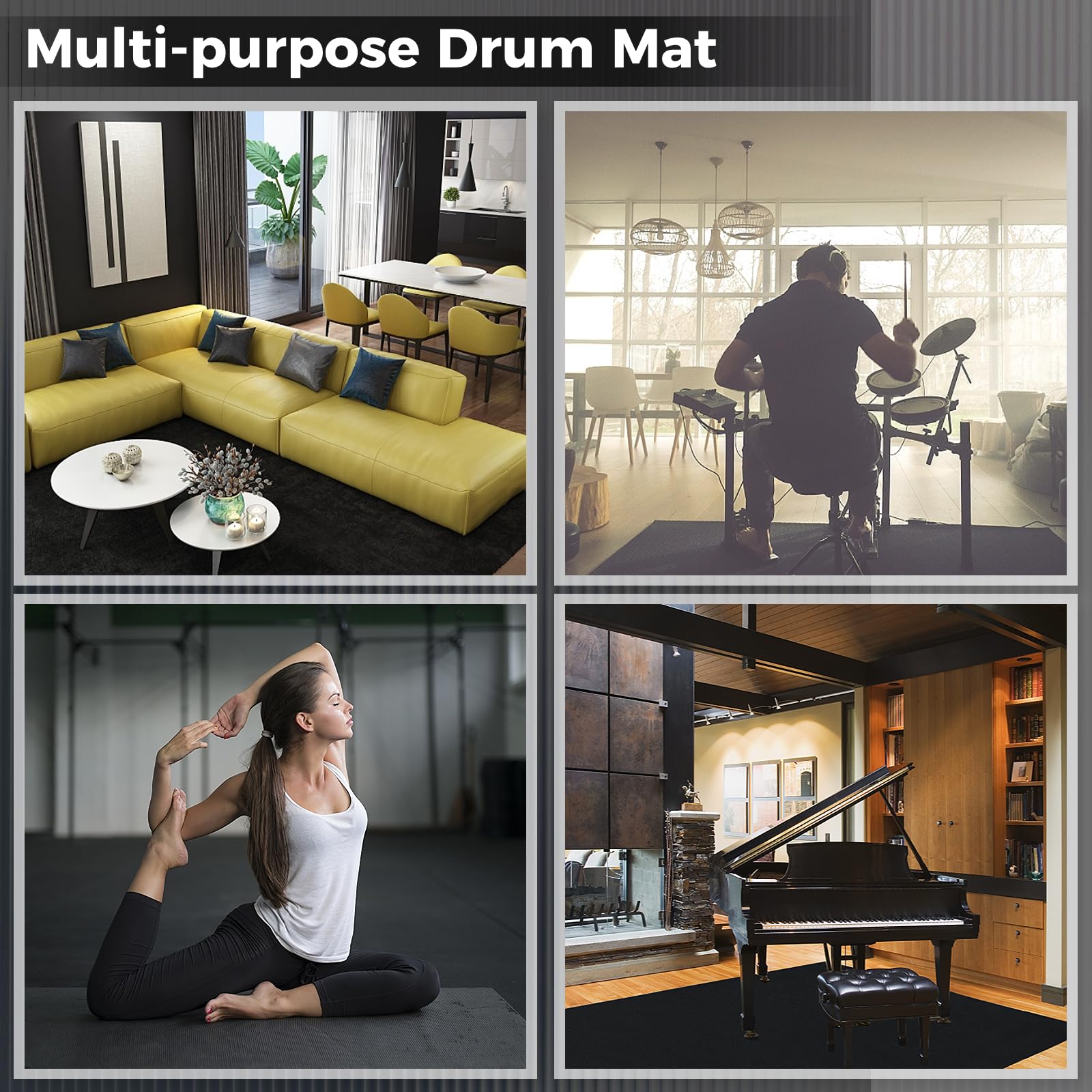 Schlagzeugteppich, Schlagzeugmatte, Elektrischer Schlagzeugteppich, Schalldichte Teppichpolster, Schlagzeugzubehör für E-Drums, Jazz-Drum-Set, Geschenk für Schlagzeuger, Schlagzeugzubehör