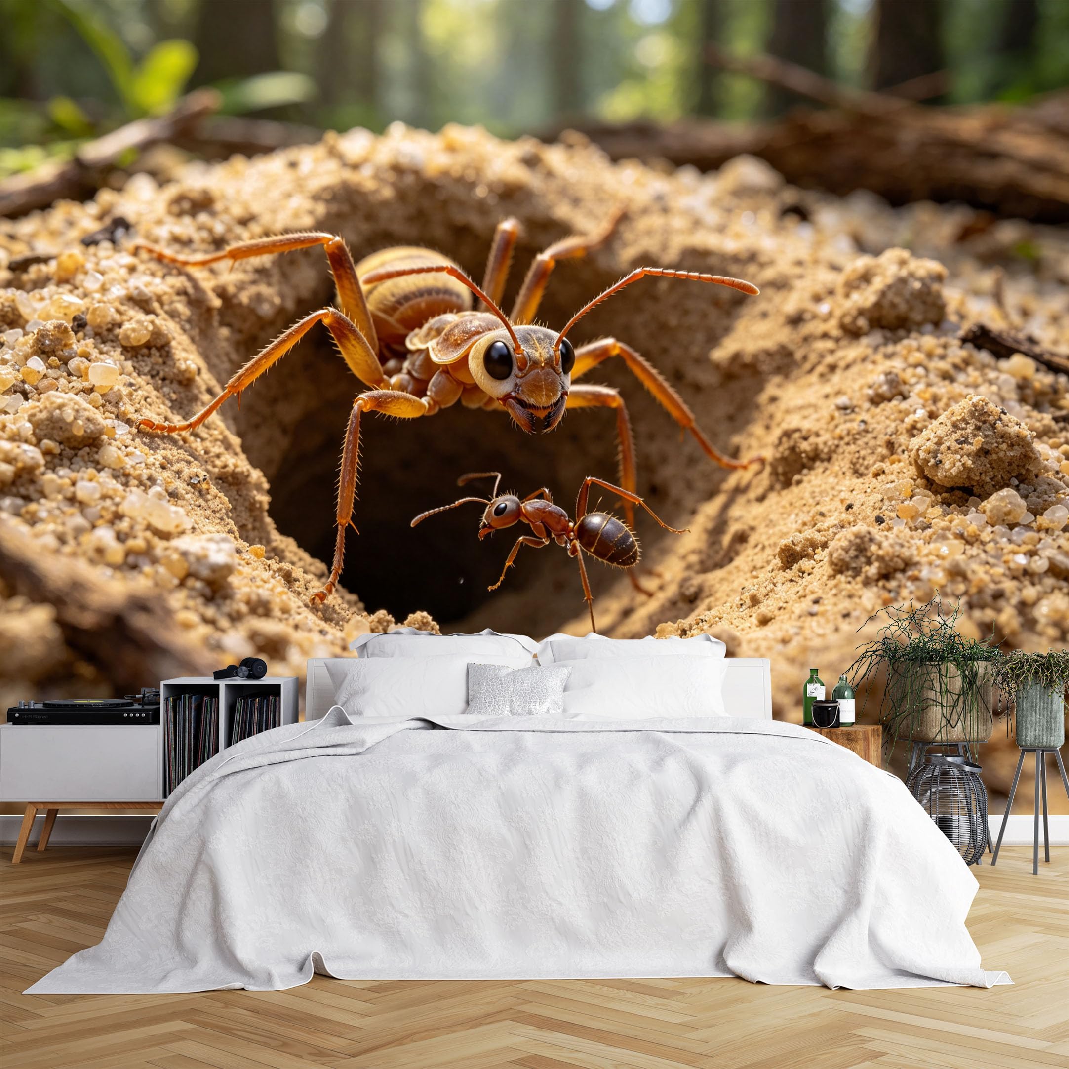 Lcythiazole Ch260615177 Custom Size Wall Murals Giant Ant And Small Ant Nest Entrance Wildlife Scene Wall Covering Fabric Self-Adhesive Wall Fabric (No Pvc) Removable Wallpaper For Kids Bedroom