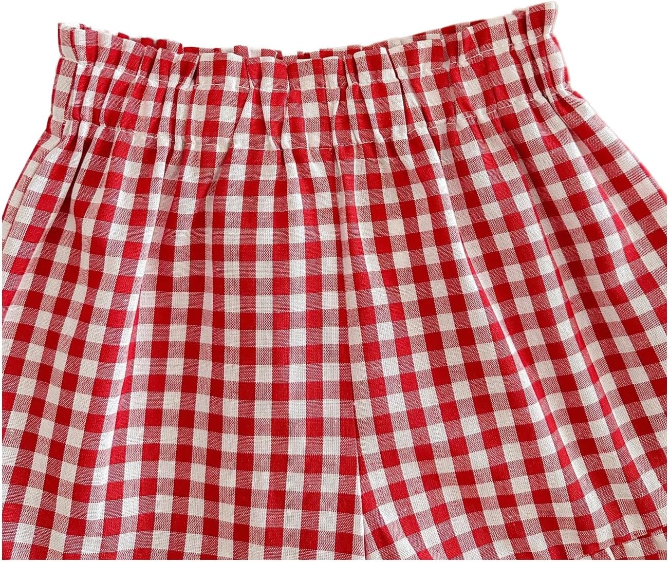SOLY HUX Toddler Girl's Plaid Shorts Elastic Waist Wide Leg Ruffle Hem Loose Casual Summer Shorts - Image 4