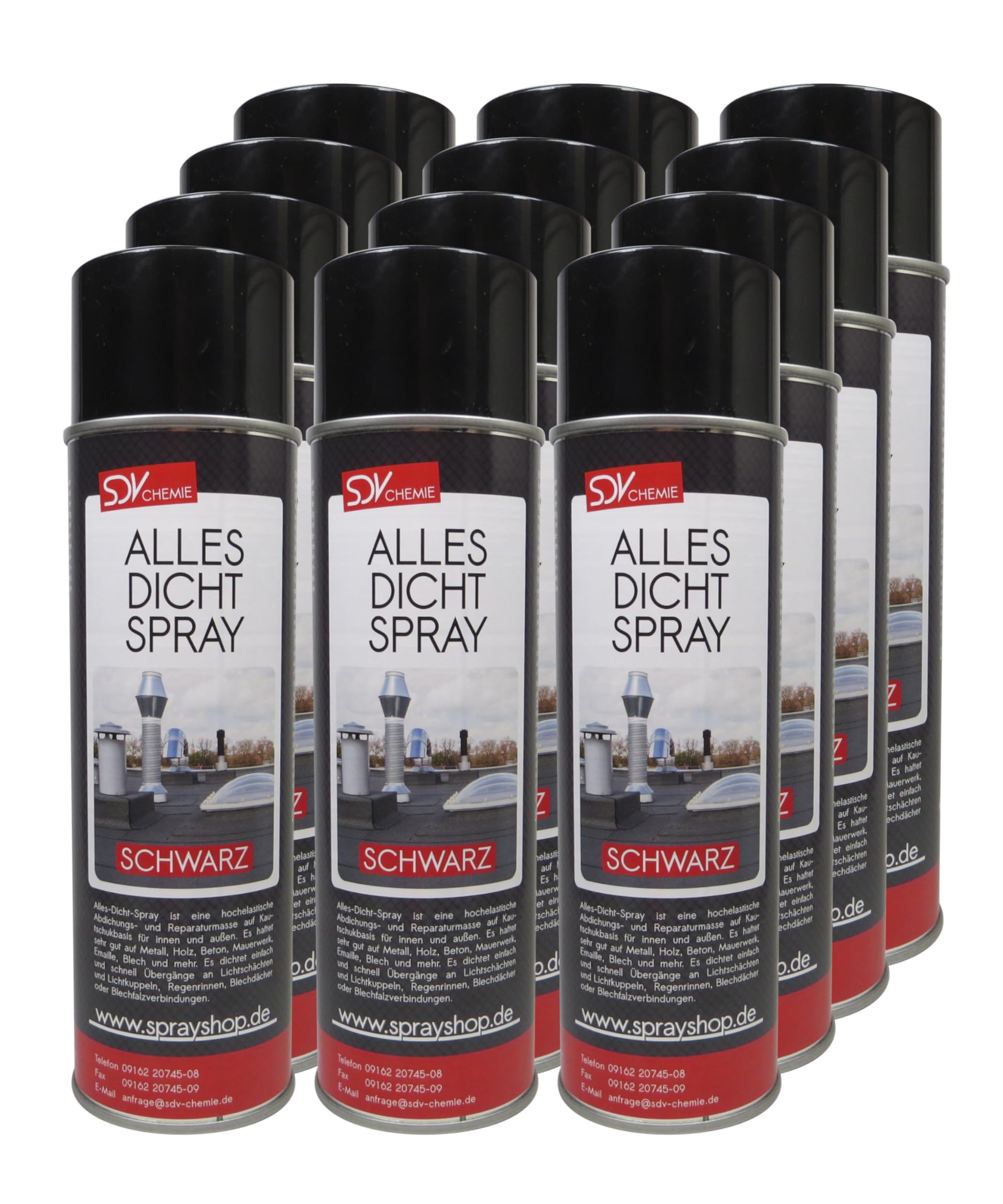 SDV Chemie Allesdichtspray schwarz 12x 500ml Abdichtspray