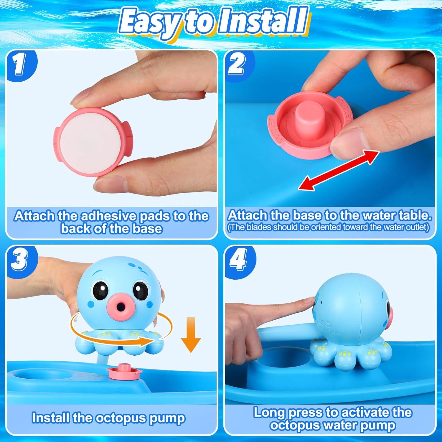 2026 Water Table Pump with Huge Water Output, Upgraded Octopus Water Pump for Water Table, 3H Non-Stop Fun for Step 2, Rechargeable Water Table Accessories for Kids Toddlers Summer Outdoor Water Toys