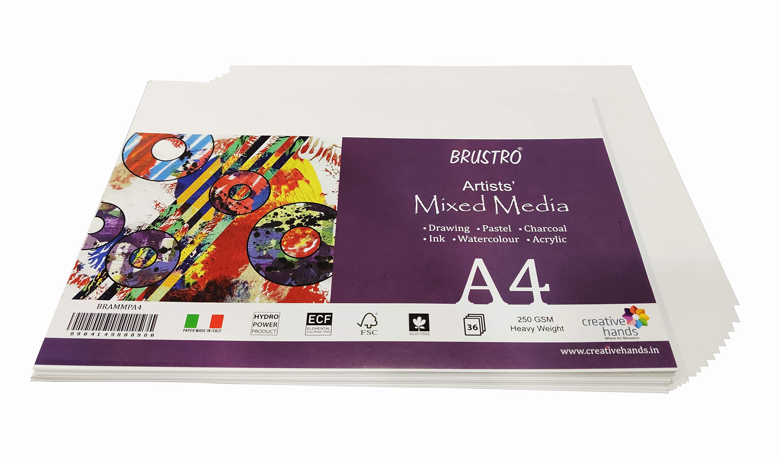 Brustro Künstler-Papier, gemischt, A4, 250 g/m², 36 Blatt