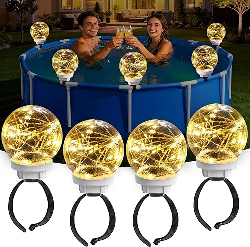 MeiLyte Solar Pool Lights for Frame Above Ground Pool,2 in 1 Above Ground Pool L