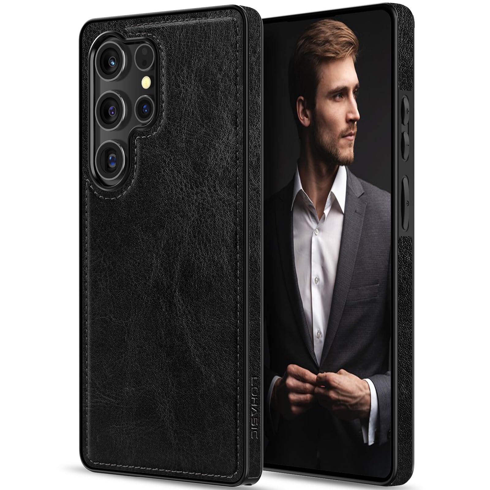 LOHASIC for Galaxy S25 Ultra Case, 6.9" 2025 5G Slim Premium PU Leather Full Body Protective Durable Bumper Women Men Designed Phone Cover, Wireless