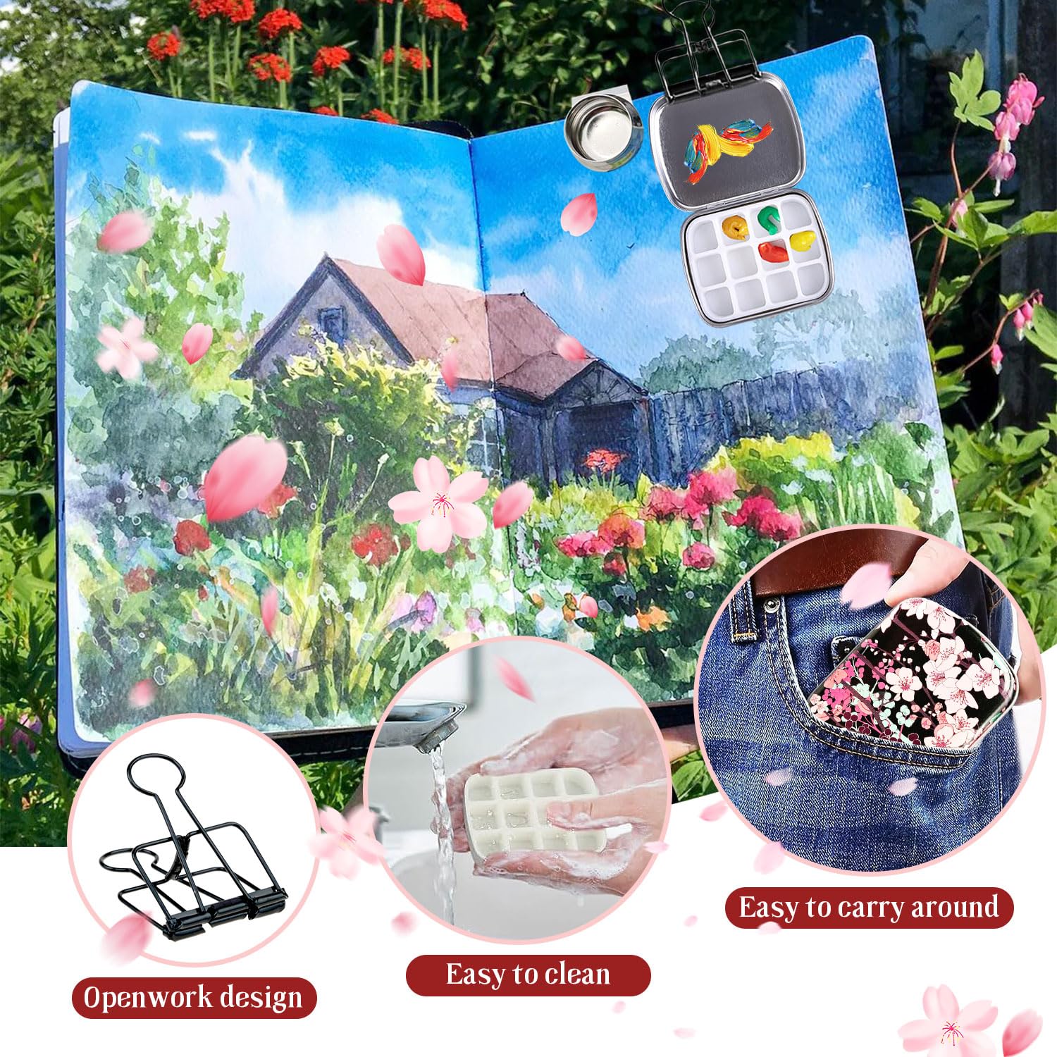 Leere Aquarellkasten Metall - 24 Fächer Mit Magneten, Tragbar Für Unterwegs