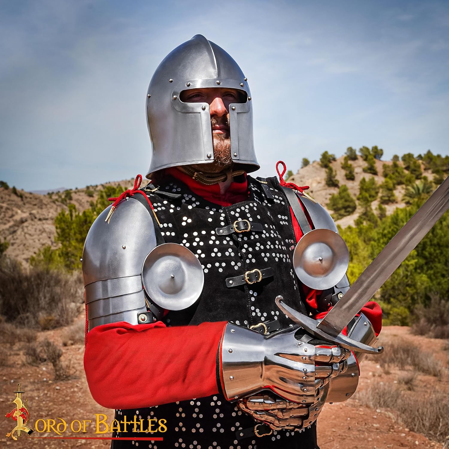 15th Century Gothic Steel Pauldrons – Medieval Shoulder Armor – Articulated Knight Plate with Rondel – Reenactment, LARP - Image 8