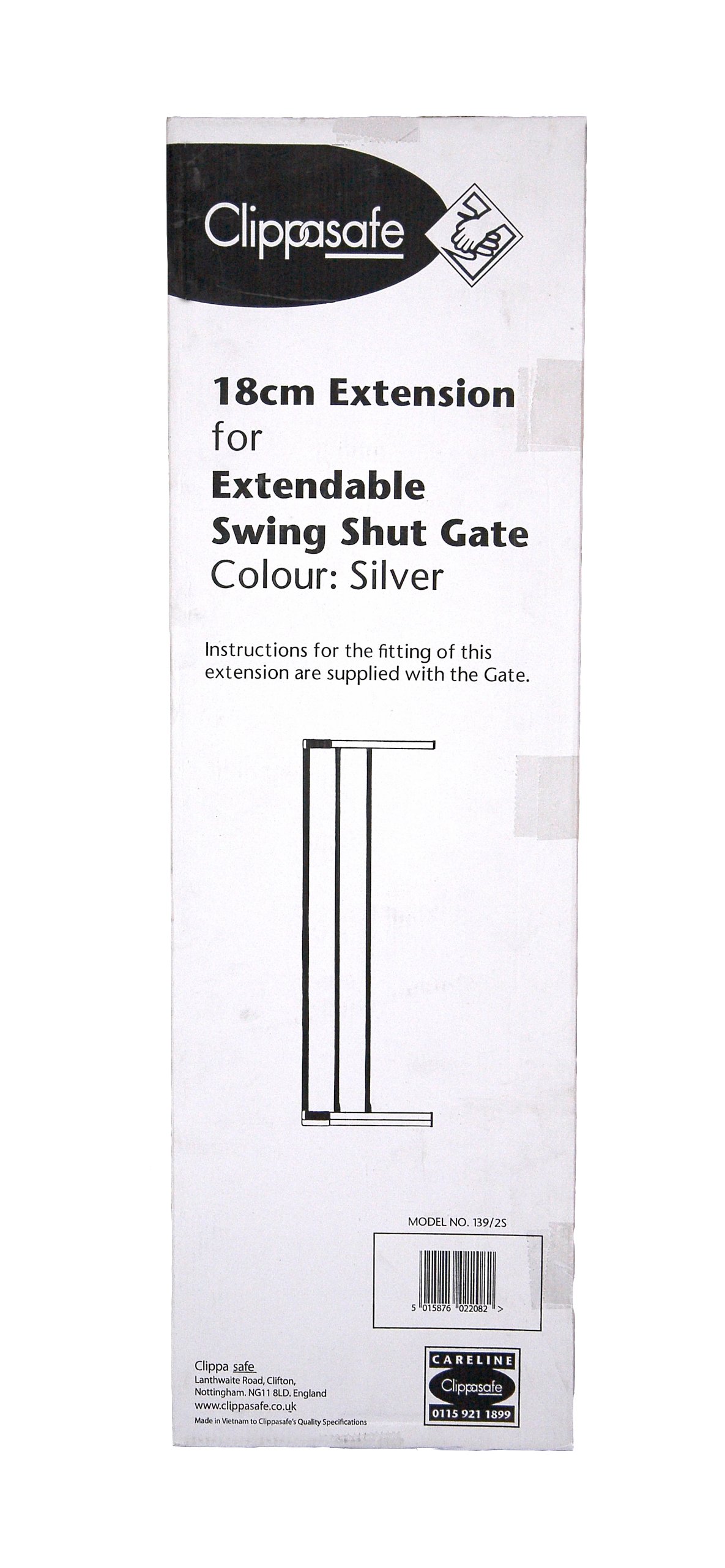Clippasafe Extendable Swing Shut Gate Extension, Silver, 18 cm