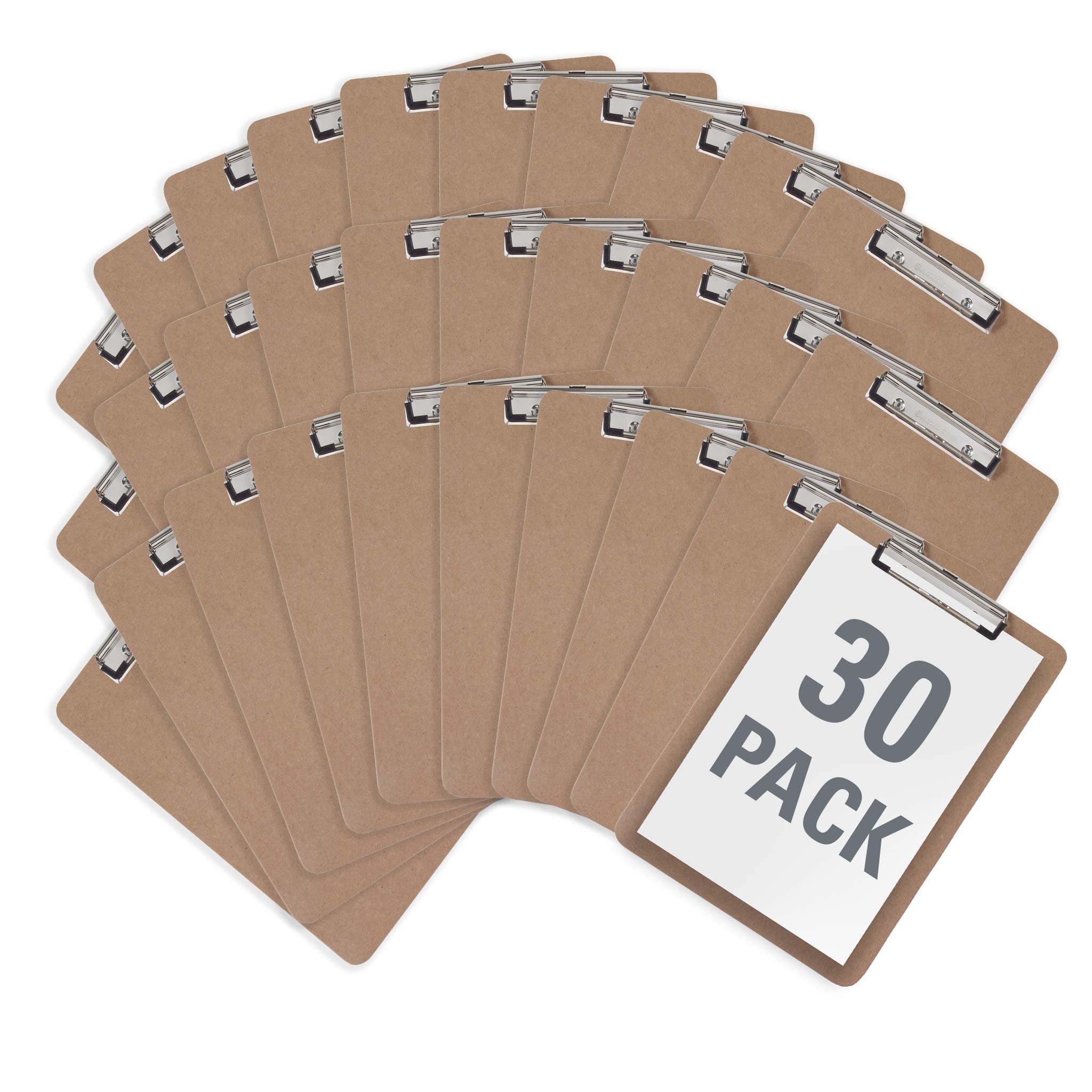 SaundersHardboard Clipboard with Low Profile Clip - Fits 8.5 x 11 inch Letter Size Documents - Ideal for Office and Classroom Use (Pack of 30) (70000)