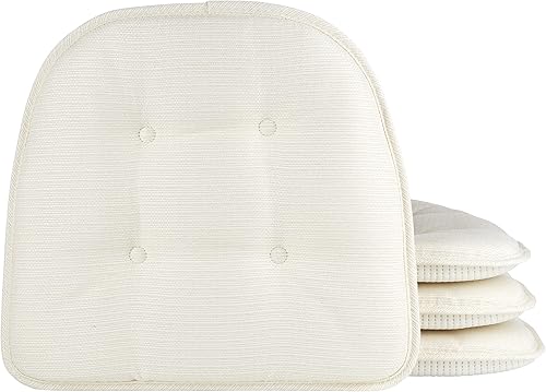 Klear Vu Omega Gripper - Cojín capitoné antideslizante para silla de comedor, Poliéster, Ivory, Paquete de 4