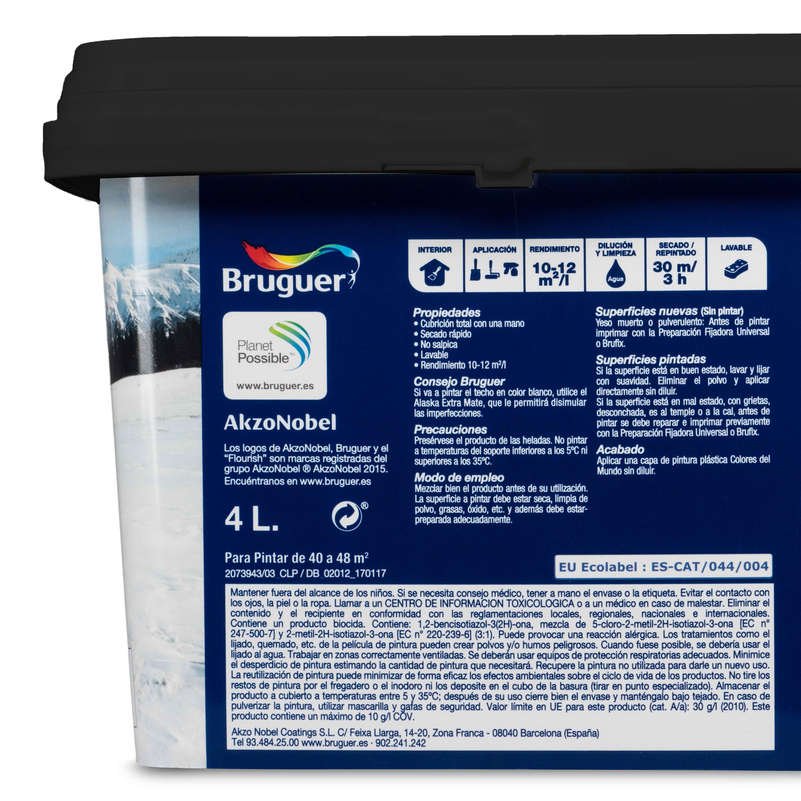 Bruguer Colores del Mundo Pintura para paredes monocapa Alaska Blanco Luminoso Mate 4 L