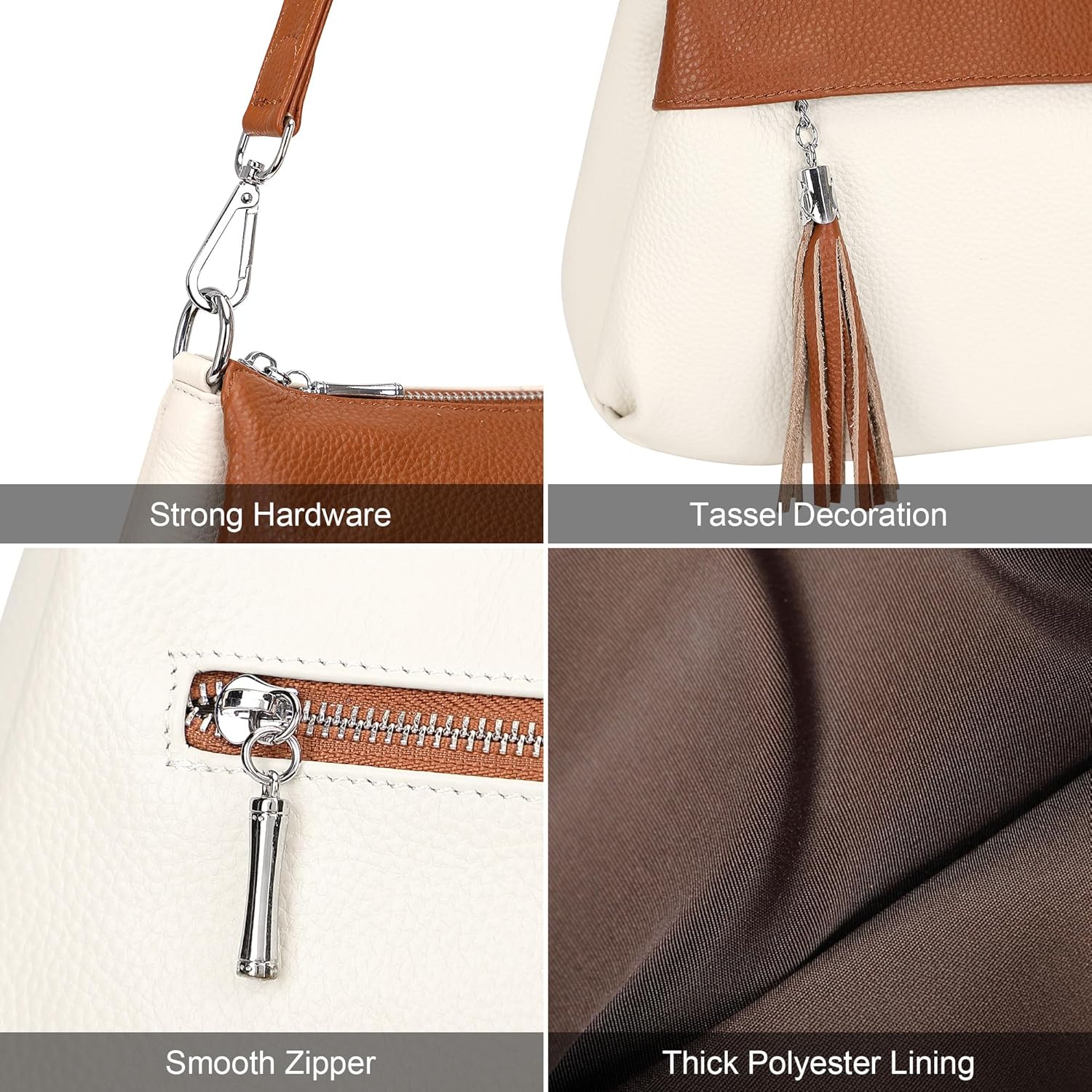 OVER EARTH Genuine Leather Crossbody Bags for Women Small Crossbody Handbag Shoulder Purses with 2 Detachable Straps - Image 8