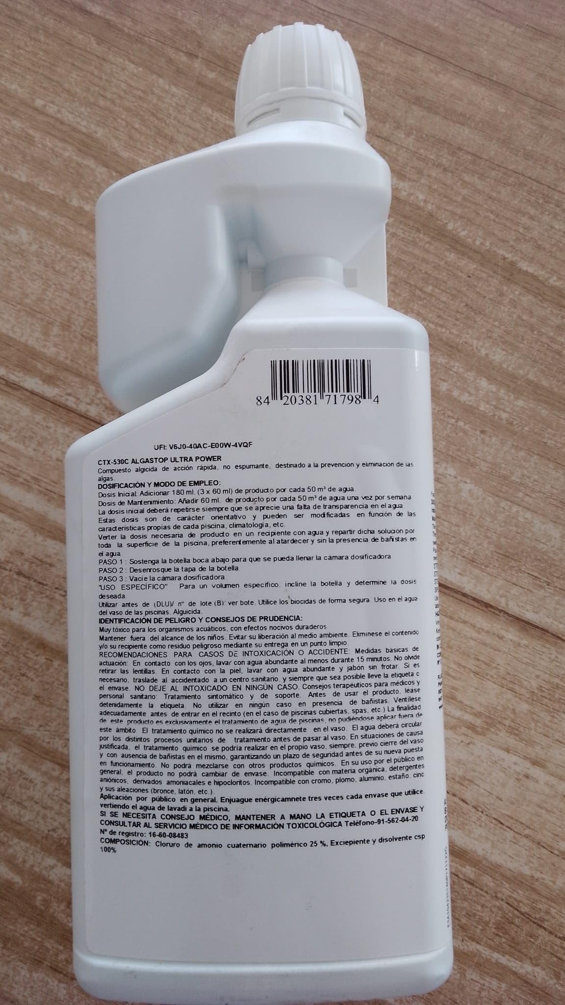 FLUIDRA Correctores de pH para Piscinas de la Marca Modelo CTX 530C 1LT ALGASTOP Ultra Power