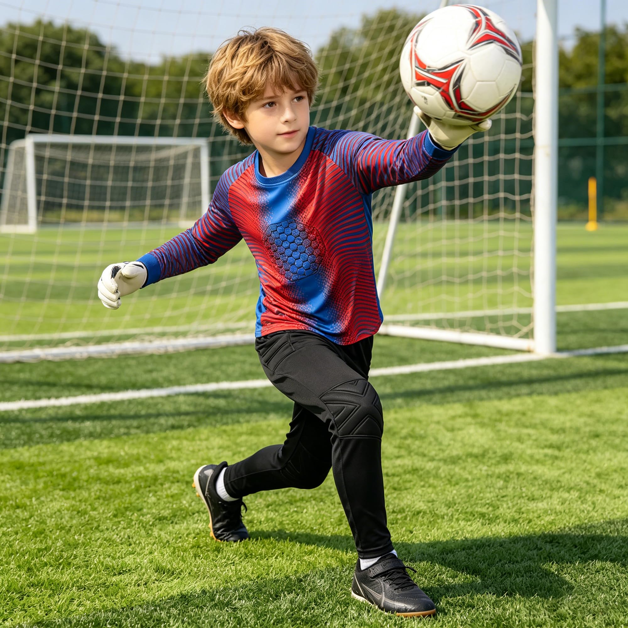 Conjunto de camiseta de portero para adultos y niños, pantalones cortos acolchados y transpirables, camiseta de portero de fútbol, balonmano, entrenamiento, hombre y mujer, equipo de
