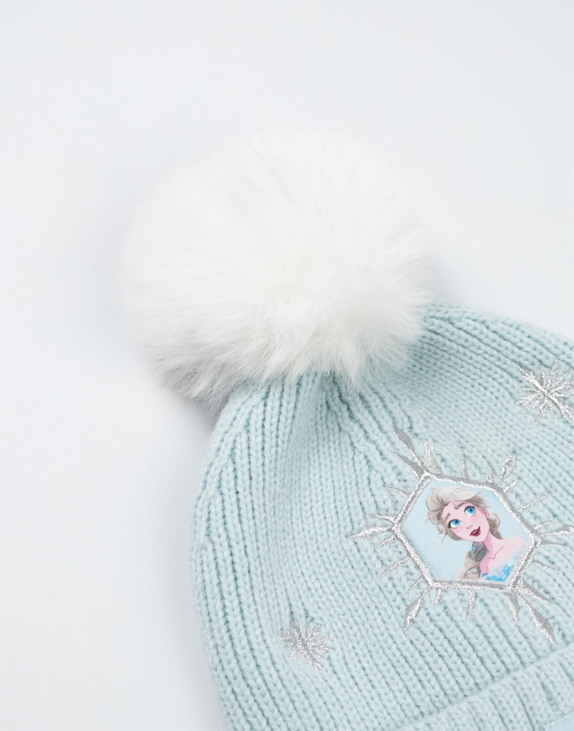 Disney Frozen Elsa - Conjunto de gorro y guantes para niñas, color azul claro, accesorios cálidos de invierno para niños con diseño de personajes