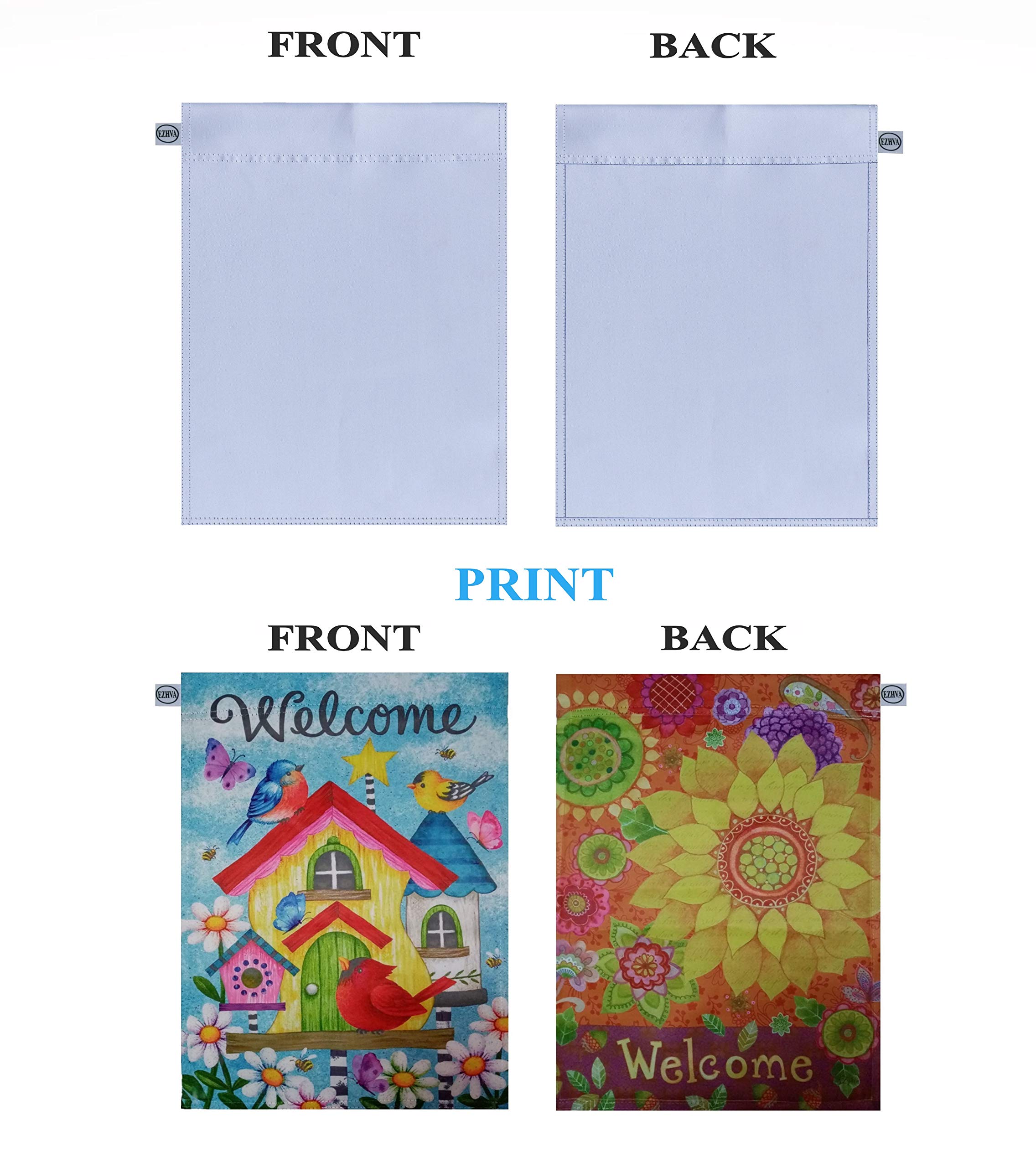 EZHVA 5 pcs 12x18Inch Double-Sided White Solid Sublimation Blank Polyester Flags DIY for Garden and Yard Blank Canvas Banner for Vinyl and Ink Sublimation Blanks 300D Polyester 3-Layer Weave Strands - Image 3