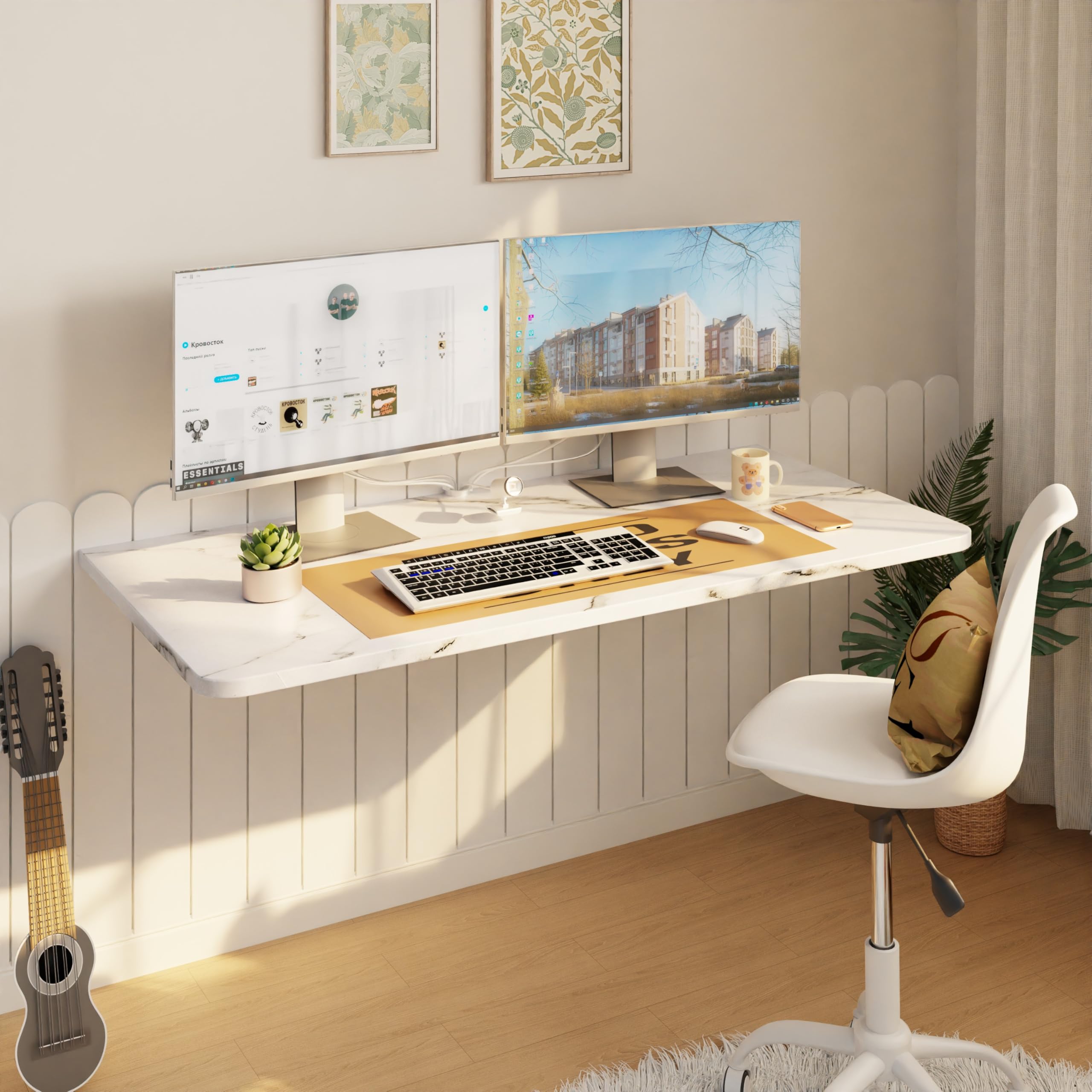IAE Wall Mounted Folding Desk, Floating Computer Desk