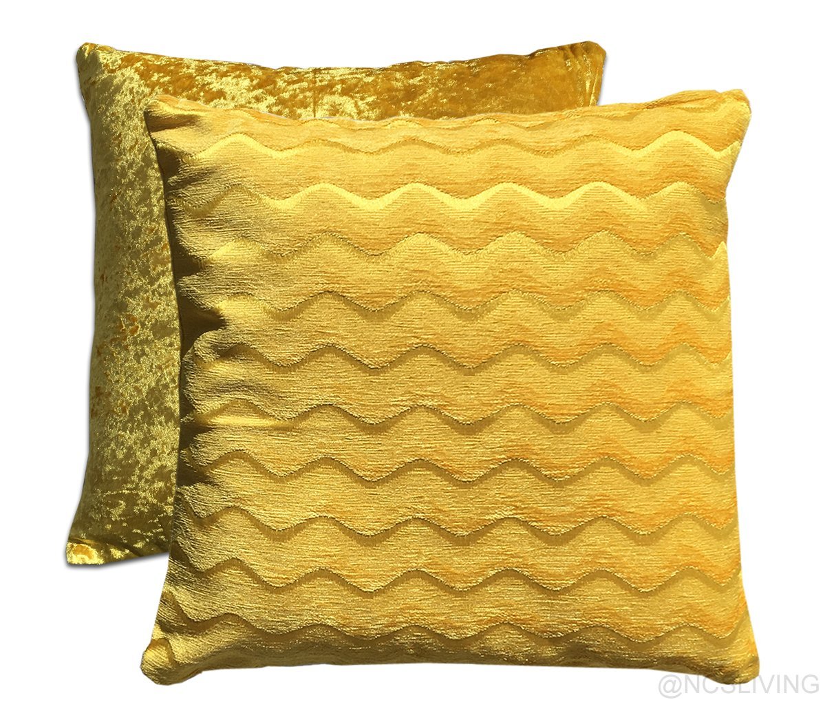 yellow crushed velvet cushions