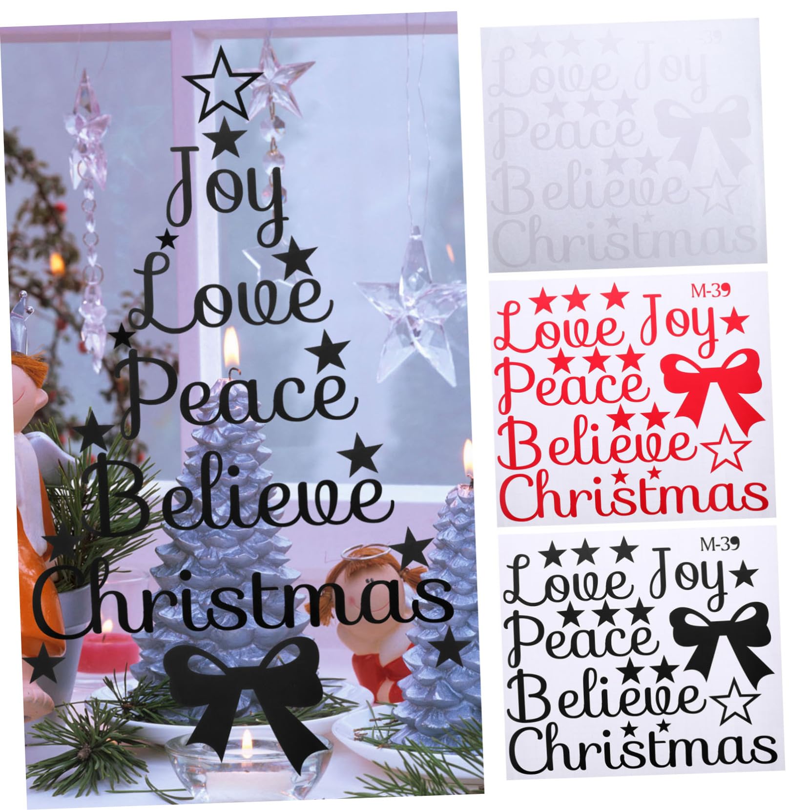 Hemobllo 6pezzi Adesivi Creativi Per Albero Di Natale Stickers Murali Con Parole Di Benedizione Per Decorazioni Natalizie e Parete Impermeabili e Rimovibili Adatti Per Casa e Ufficio