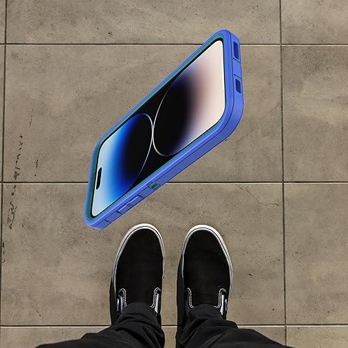 Miniatura 2 de OtterBox Funda para iPhone 14 Pro (solamente) de la serie Defender - RAIN CHECK (azul), resistente y duradera, con protección de puerto, incluye