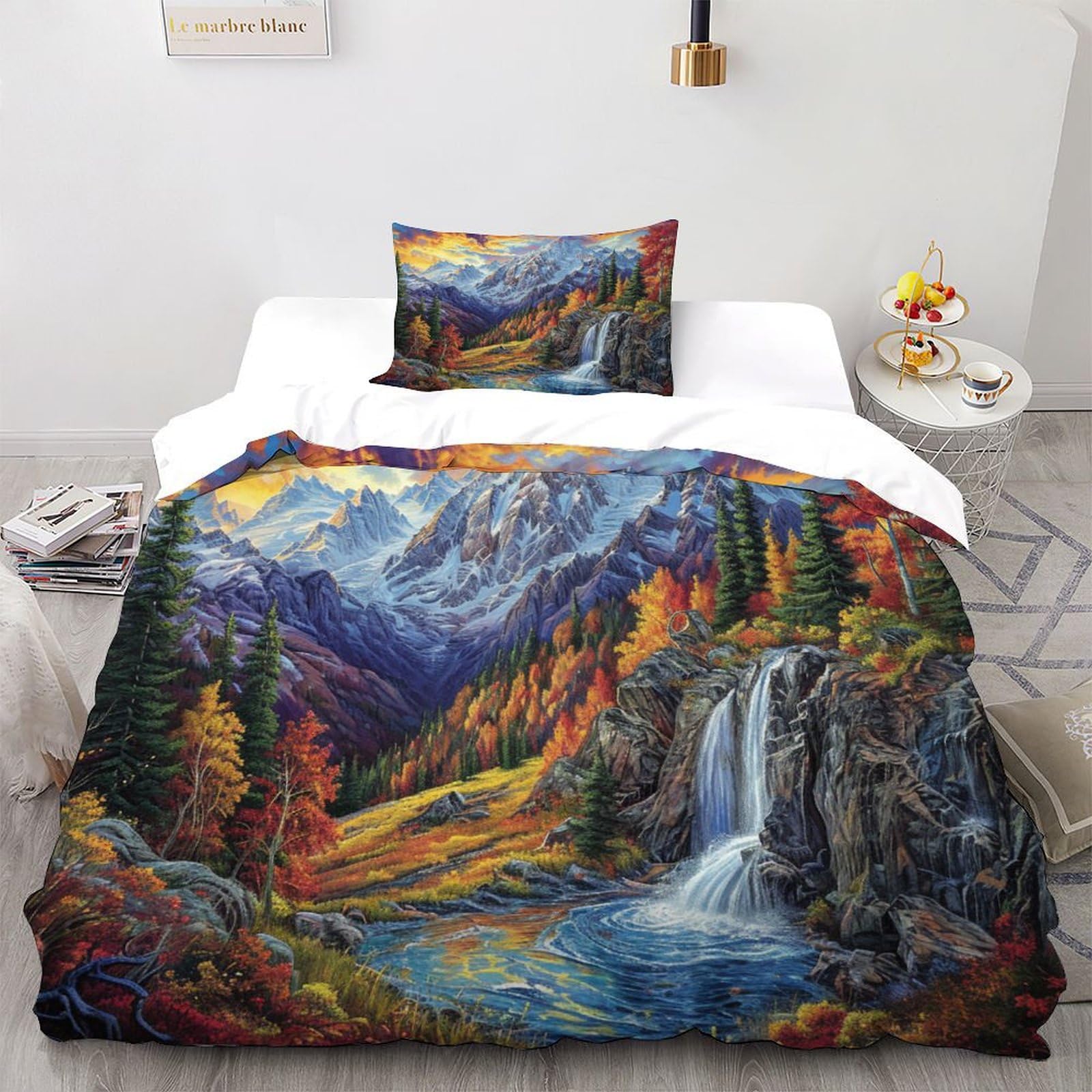 Housses de couettes 135x200cm anti-glissement avec zip pour parure de lit