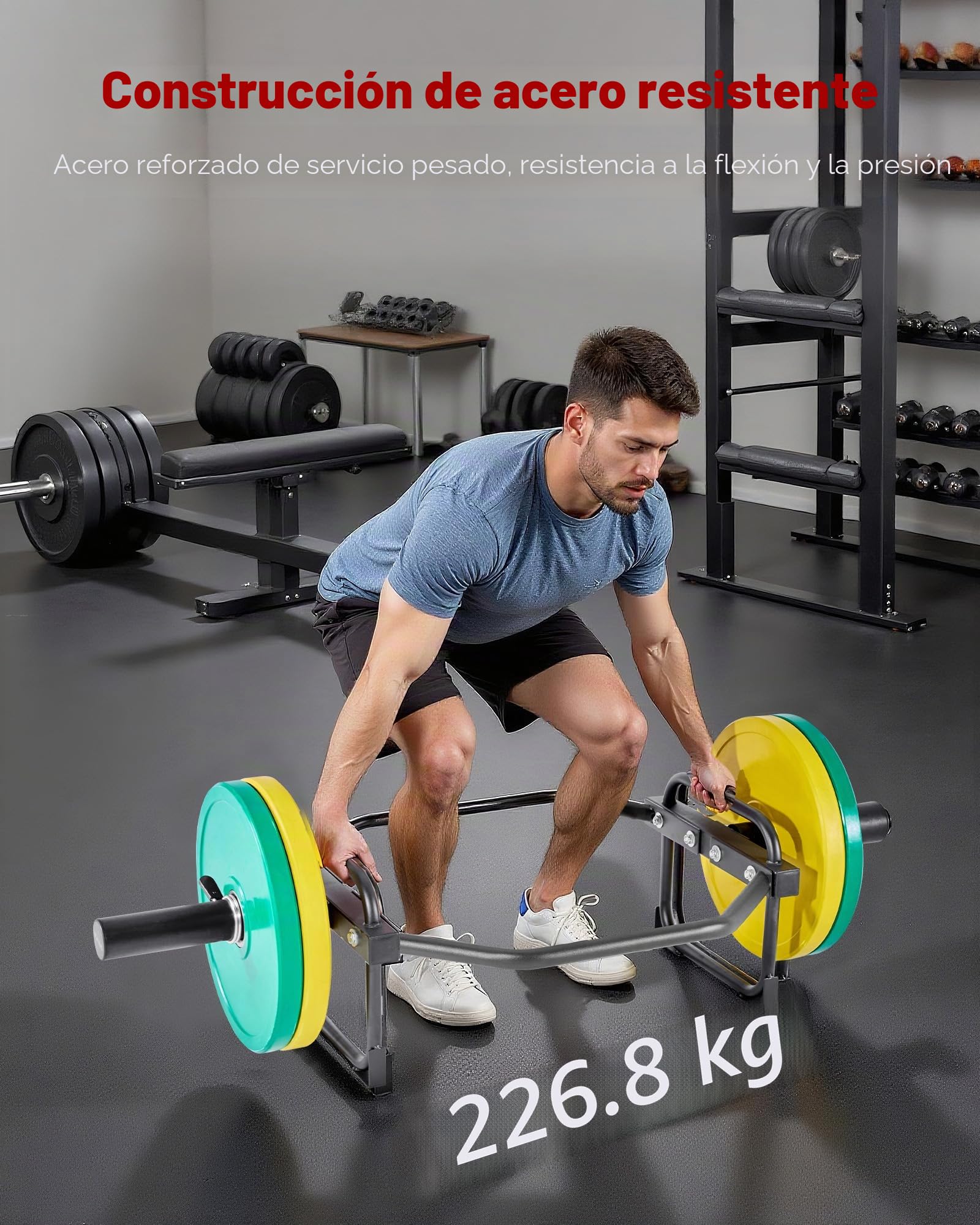 VEVOR Barra Hexagonal, Carga 240 kg, Barras para Encogimientos de Hombros, Equipo de Levantamiento de Pesas y Entrenamiento de Fuerza, Gimnasio en Casa a Sentadillas, 1430 x 725 x 365 mm, Negro