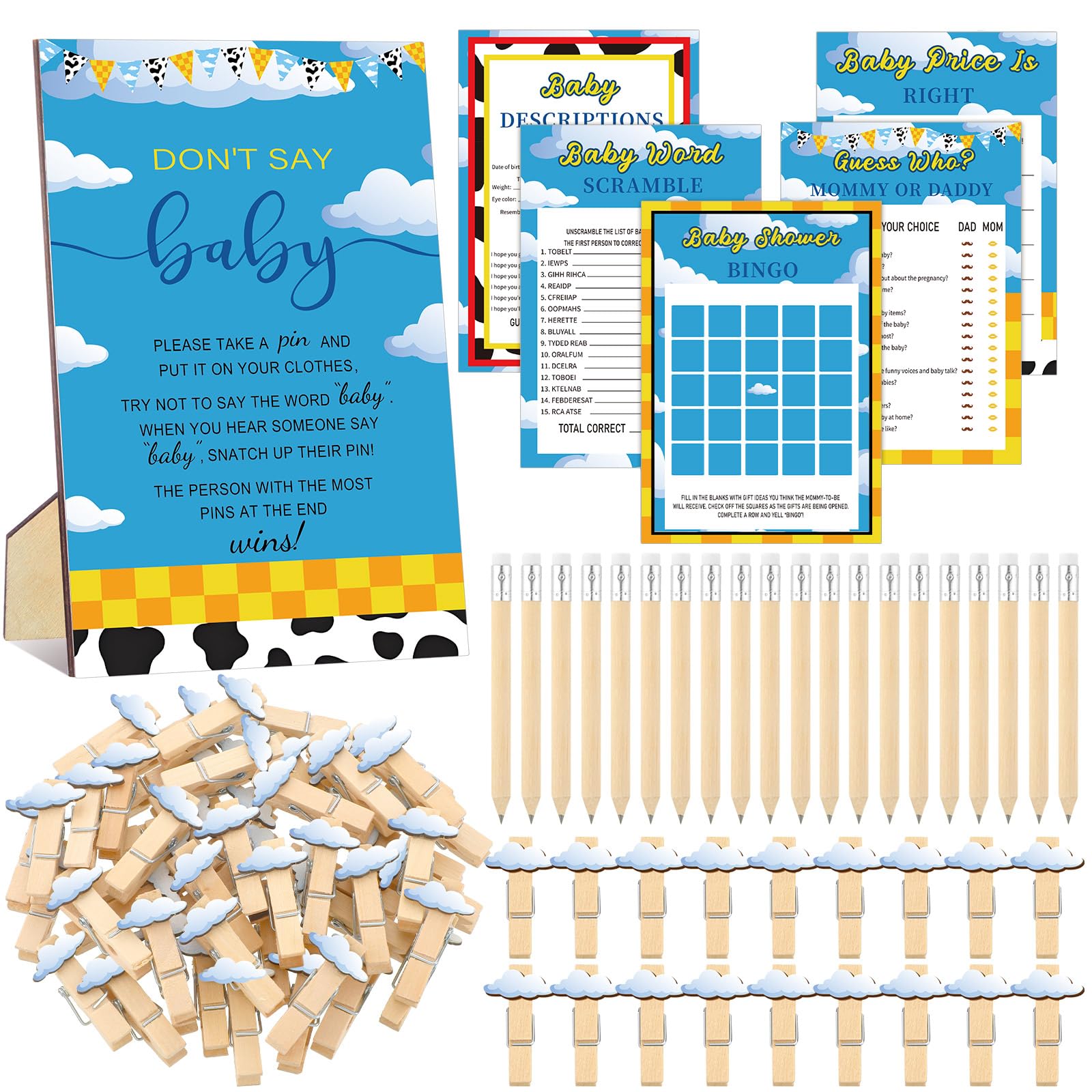 Patelai 321 Pcs Baby Shower Games Supplies, Boy Story