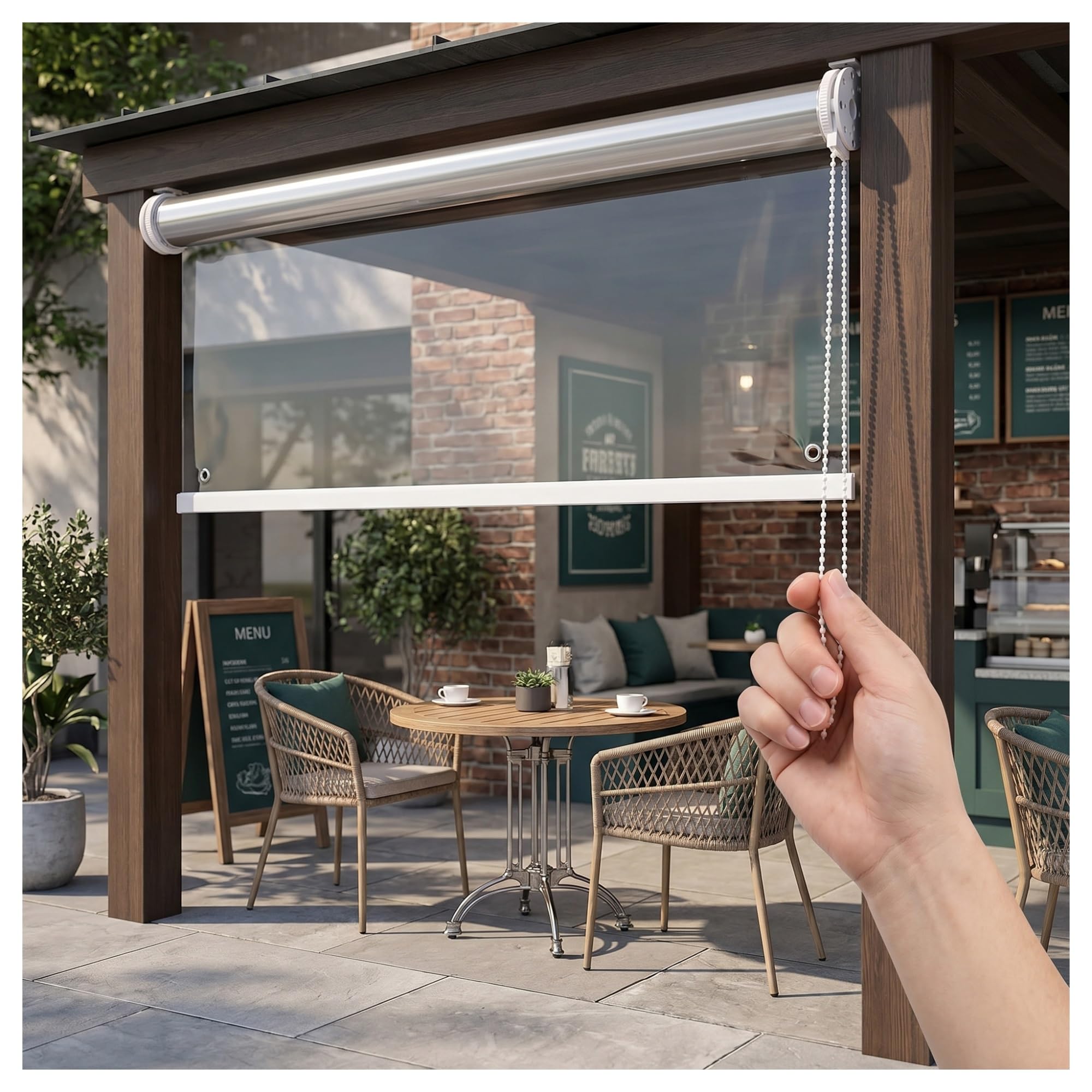 Outdoor Waterproof Roll-Up,Clear Windproof Roller Blinds, HD Plastic Partition Curtain, for Carport Balcony Terrace Patio Porch, Easy to Install,0.5mm(W105*H160cm/W41.33*H62.9in)