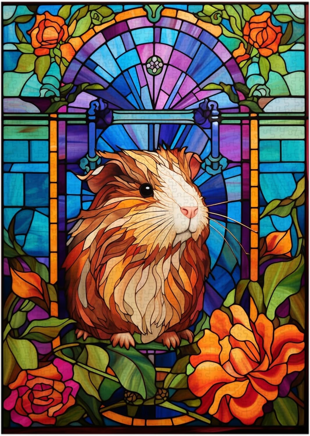 Stained Glass Guinea Pig Jigsaw Puzzle 300/500/1000 Piece (1000pc (50×75cm))