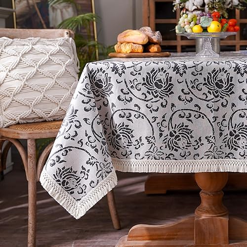 Miniatura 10 de ARTABLE Mantel vintage rectangular, impermeable, a prueba de aceite, estilo granja, para cocina, hogar, boda, exterior, interior, picnic (peonía