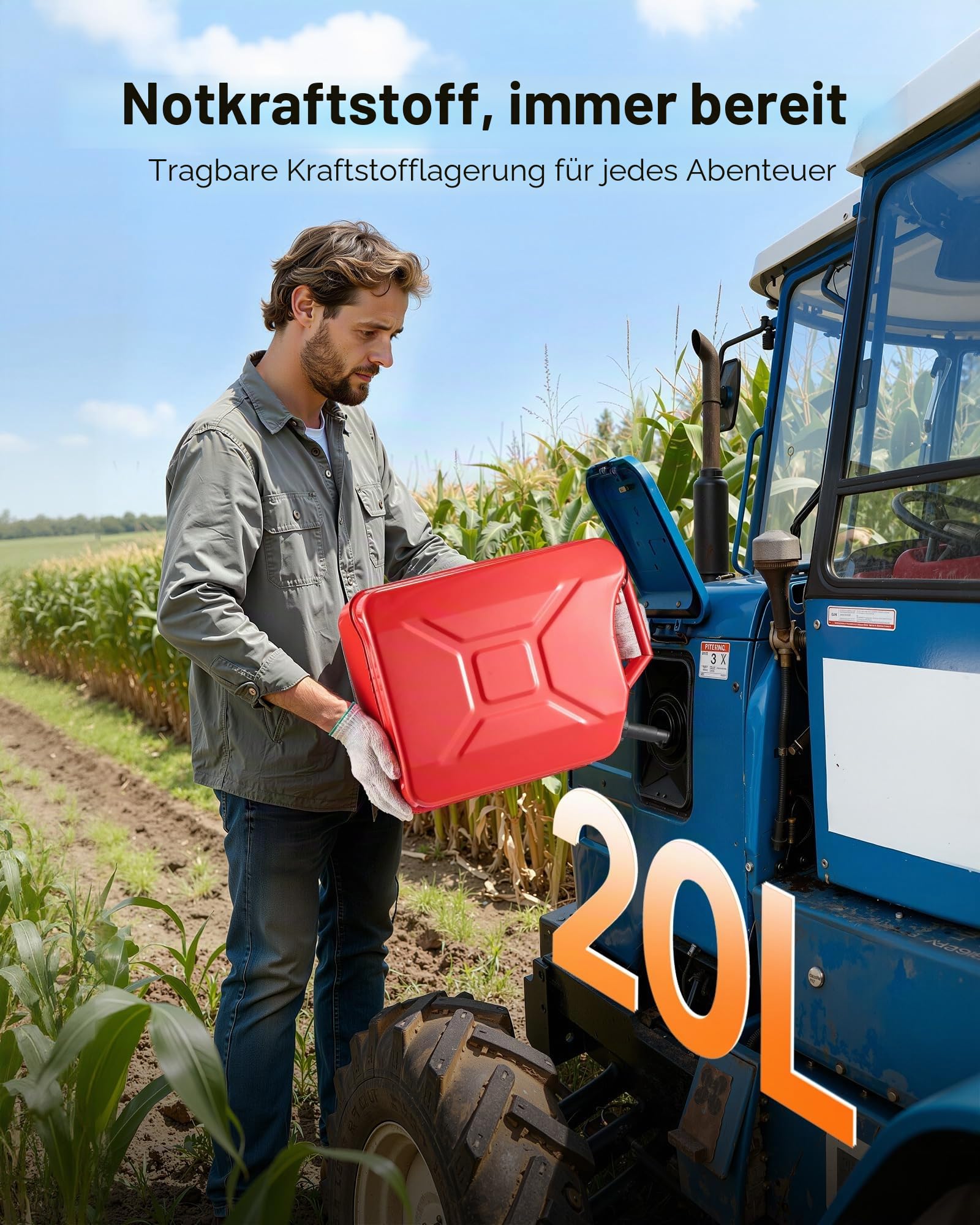VEVOR Kraftstoffkanister, 20 L, Benzinkanister mit Ausguss & Komfortgriff, max. Durchflussrate 6 l/min, Metall-Benzintank für die meisten Autos, Motorräder, ATVs & UTVs, rot, 2er-Pack