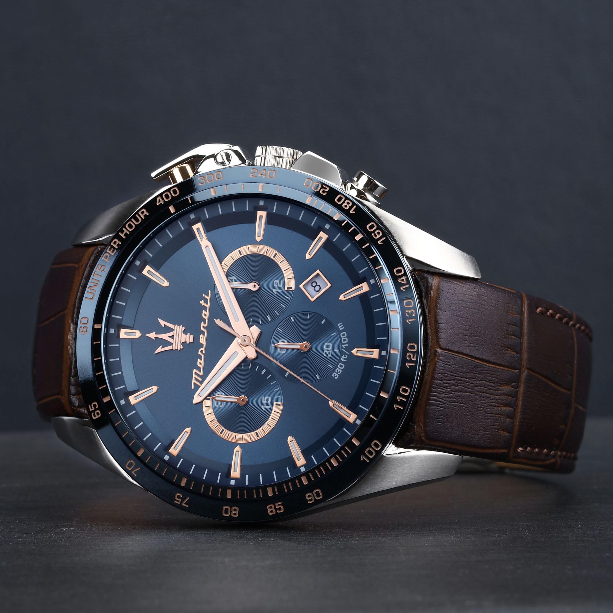 Maserati Zegarek męski Coll. Traguardo edycja limitowana, chronograf, kwarc R8871612037, br?zowy, 45mm, pasek