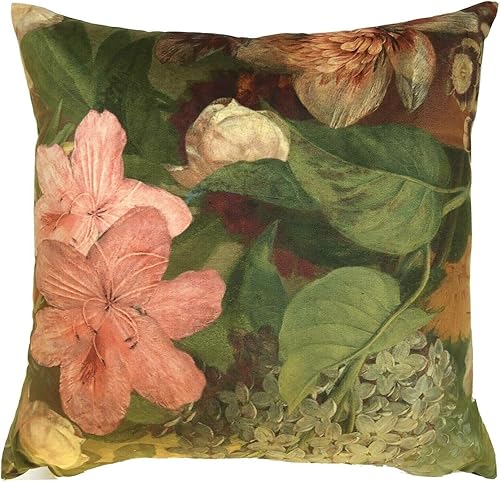 Funda de almohada floral con diseño de flores de primavera, tulipanes, rosas de la Edad Dorada, diseño de narcisos de terciopelo, moderna decoración